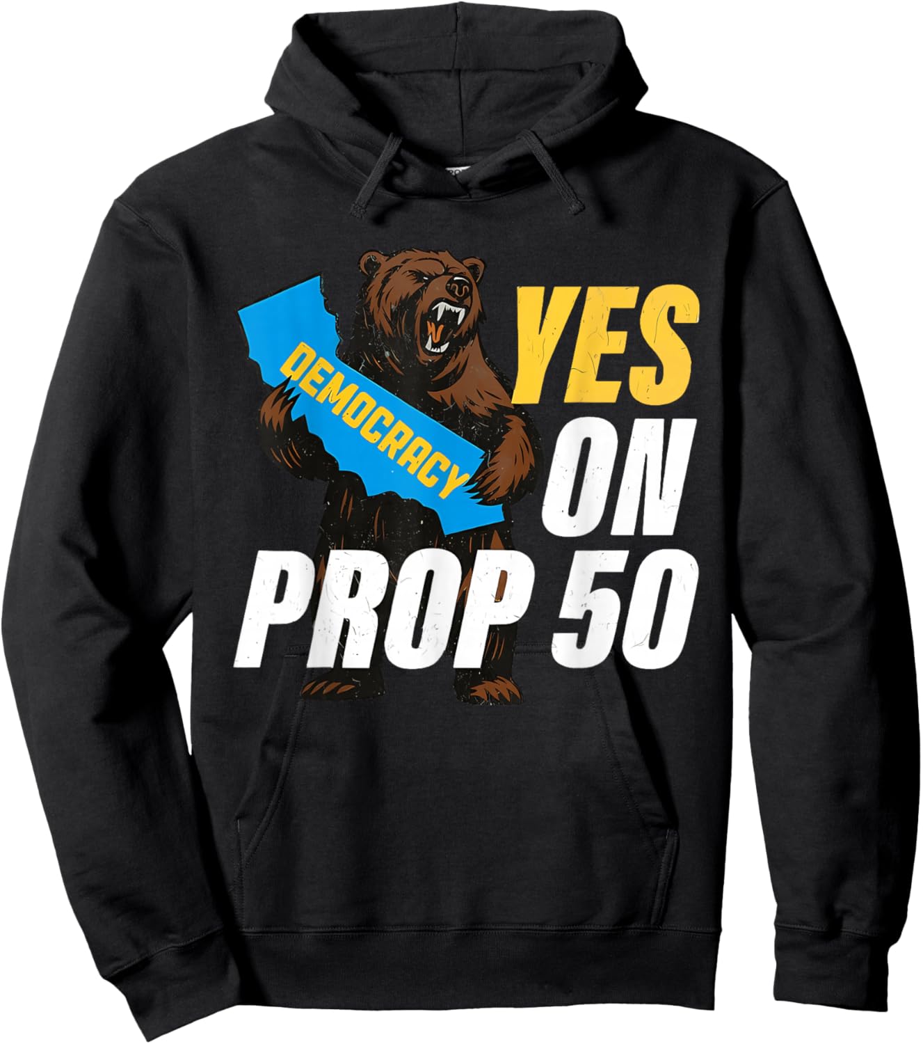 Vintage Yes on Prop 50 American Flag Patriotic Women Hoodie - Hoodie | Black