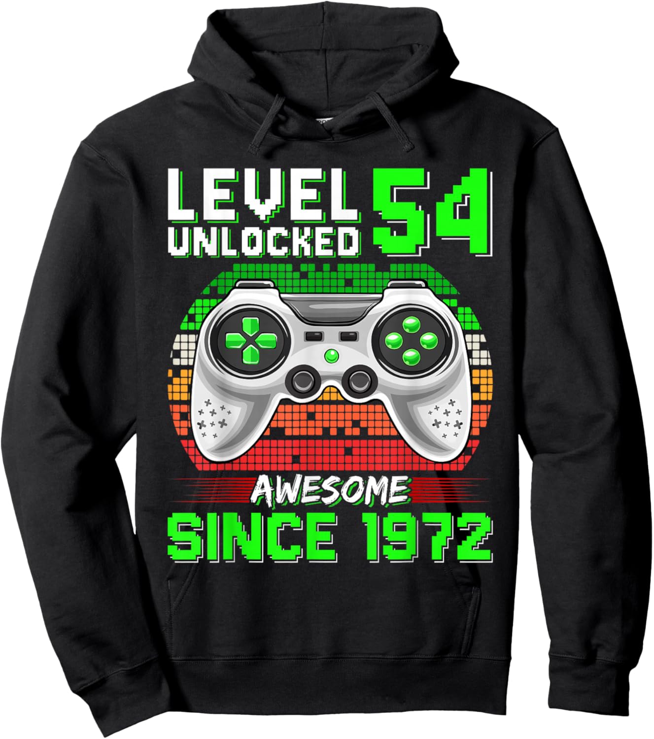 Level 54 Unlocked Awesome Since 1972 Video Gamer 54th Bday Hoodie - Hoodie | Black