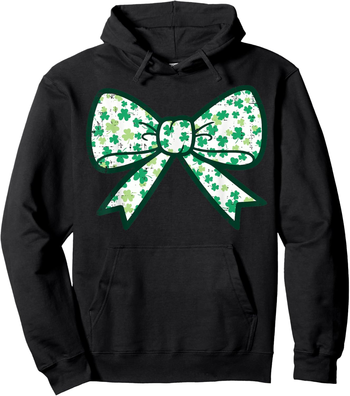 St Patricks Day Bow Ribbon Saint Paddys Girls Kids Women Hoodie - Hoodie | Black
