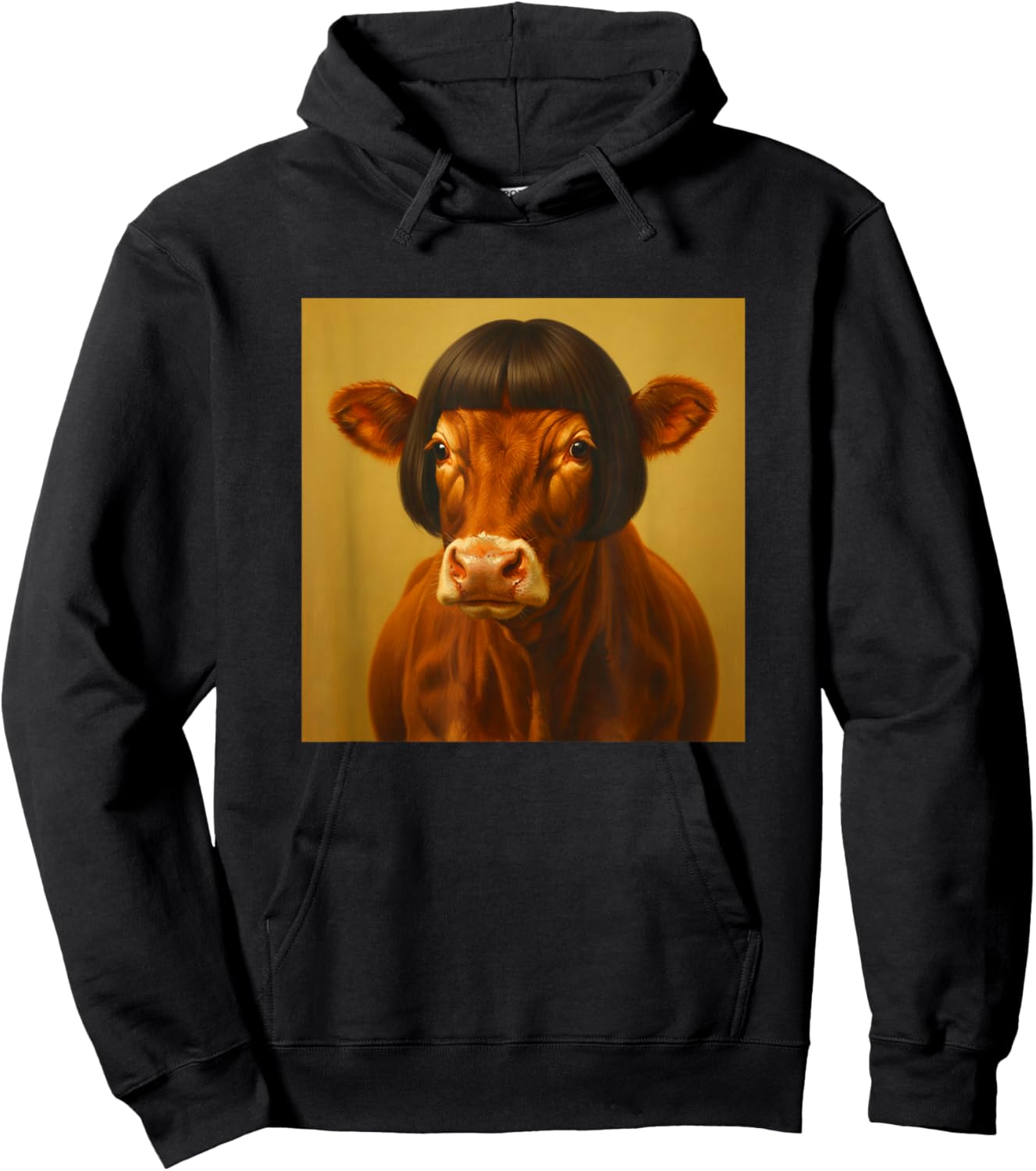 Funny Cow Bob Haircut Farm Animal Meme Women Kids Hoodie - Hoodie | Black