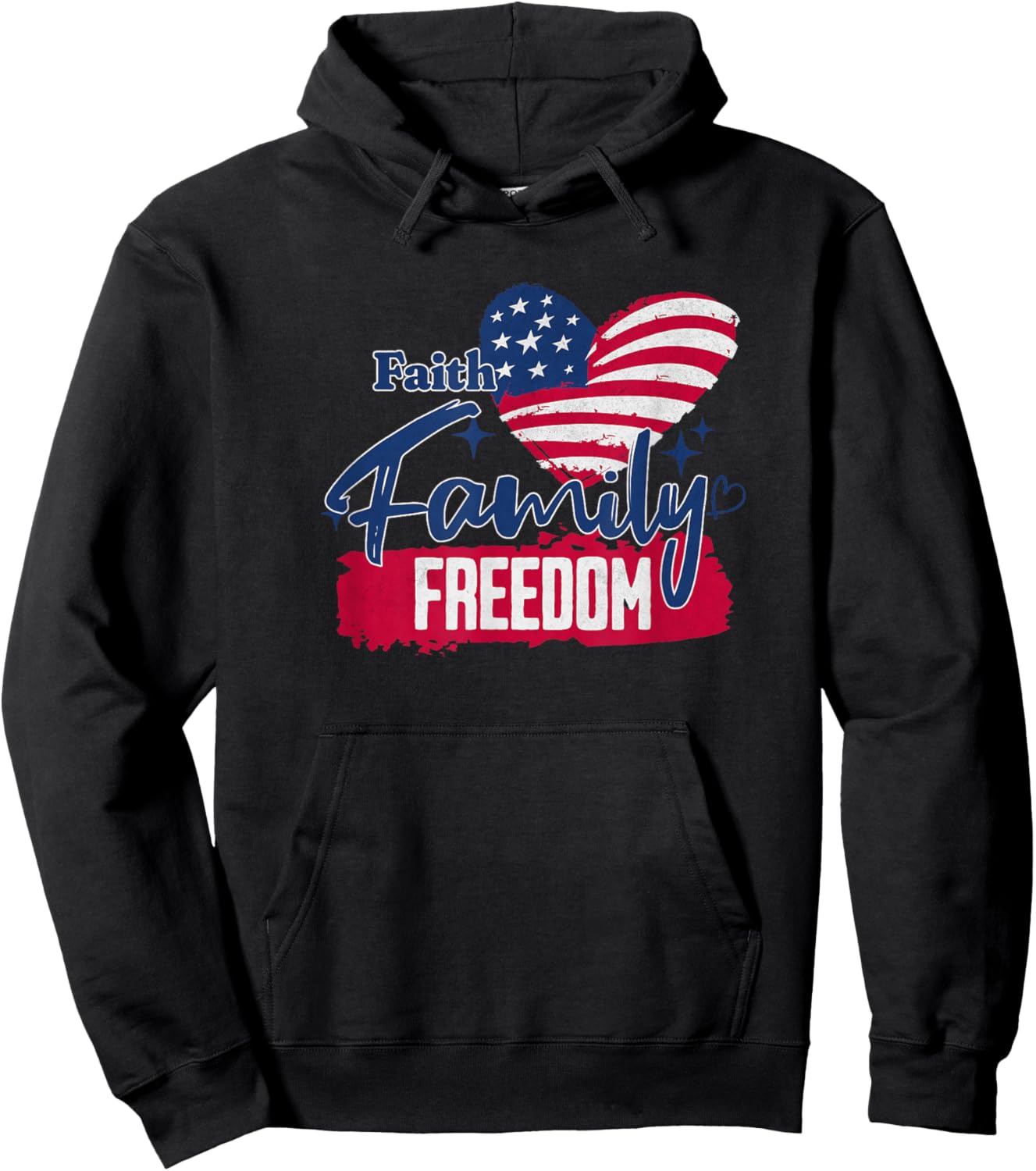 Faith Family Freedom American Flag Hoodie - Hoodie | Black