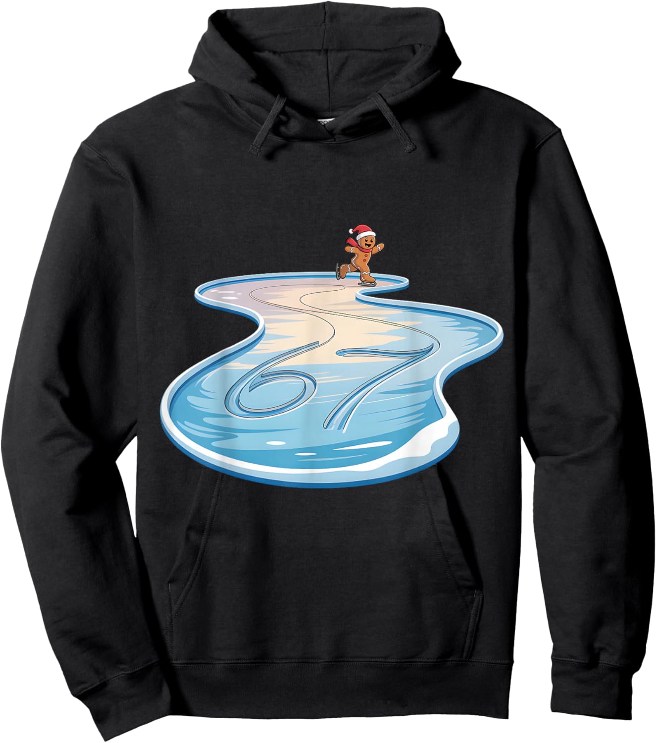 67 Christmas Gingerbreadman Ice Skating 6 7 Meme Xmas 67 Hoodie - Hoodie | Black