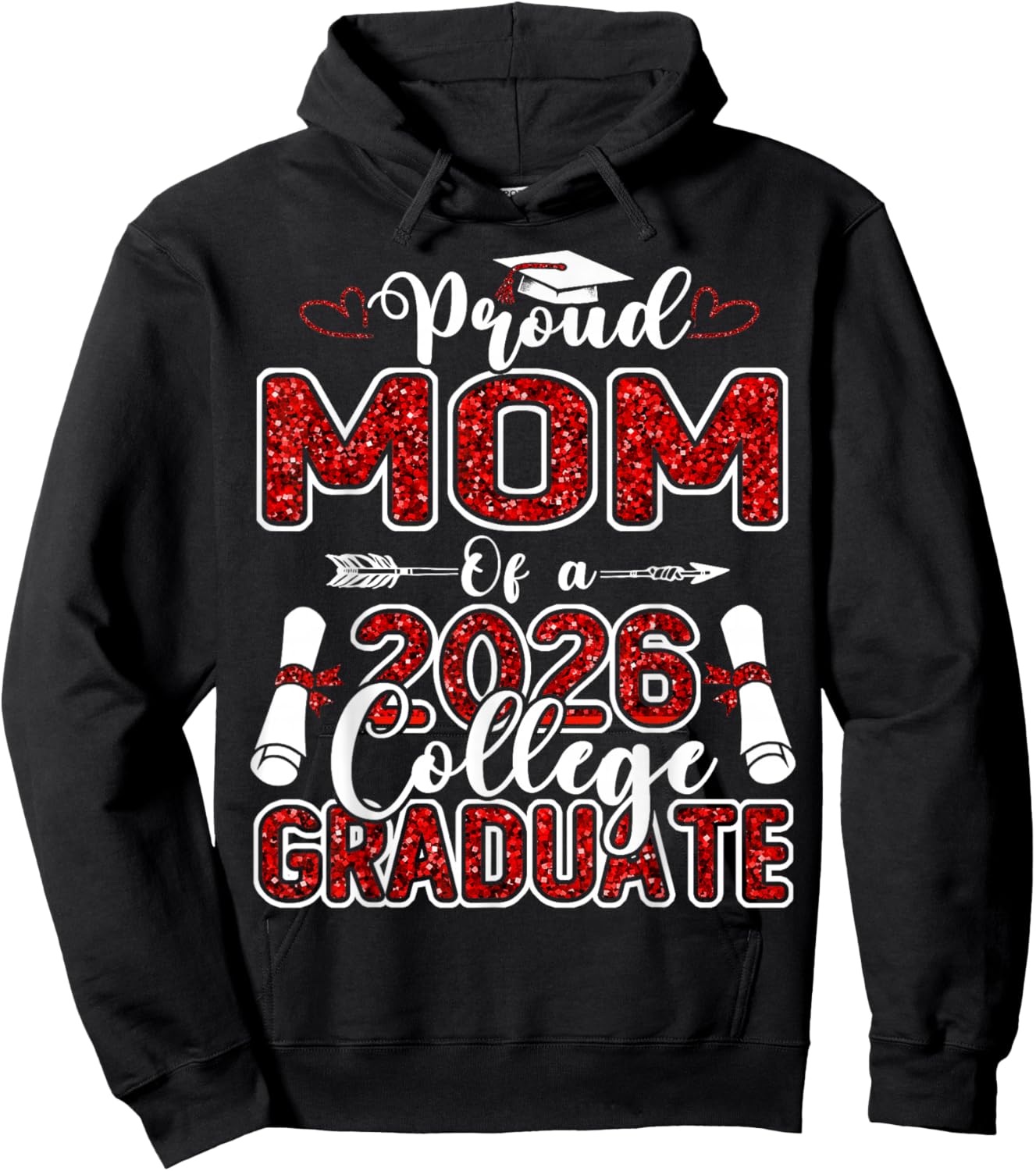 Proud Mom of A 2026 College Graduate Graduation Hoodie - Hoodie | Black