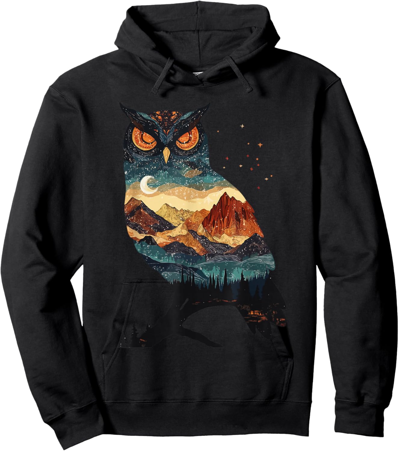 Owl Lover Landscape Girls Moon Women Owl Hoodie - Hoodie | Black
