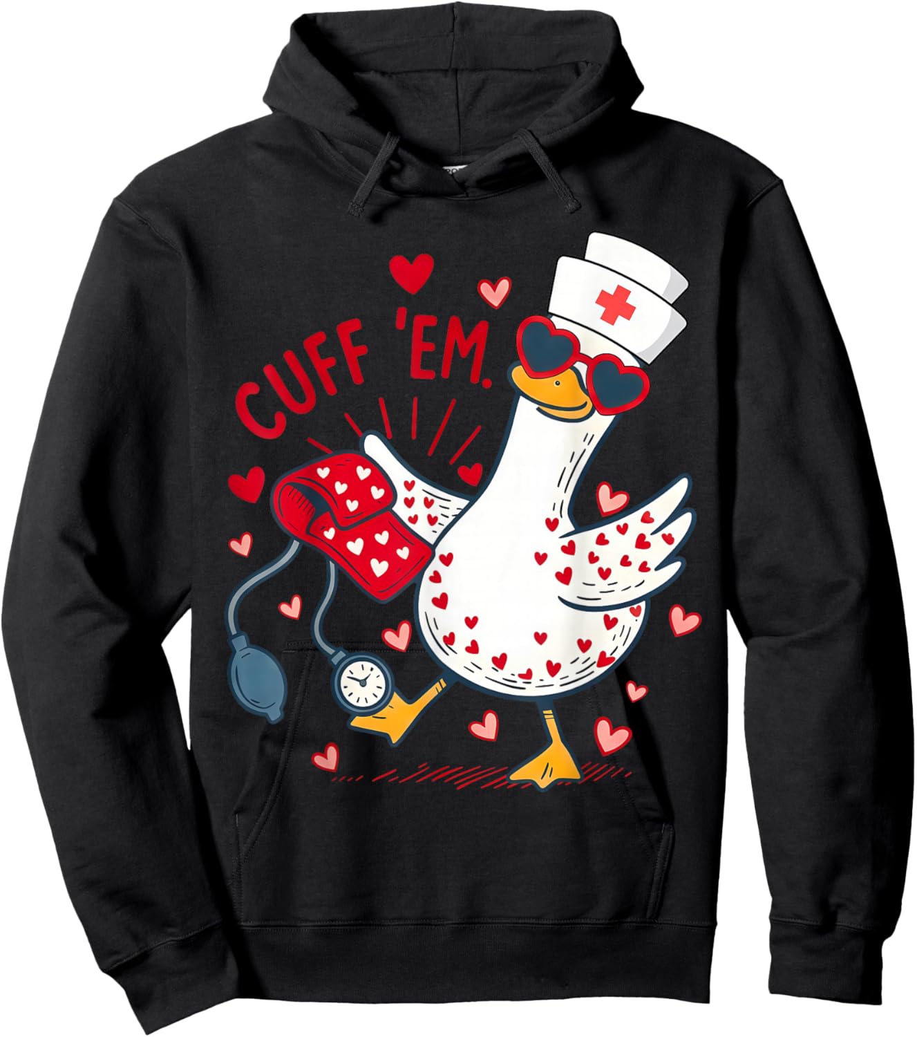 Cuff 'Em Cupid Goose Valentine Nurse Practitioner RN Nursing Hoodie - Hoodie | Black
