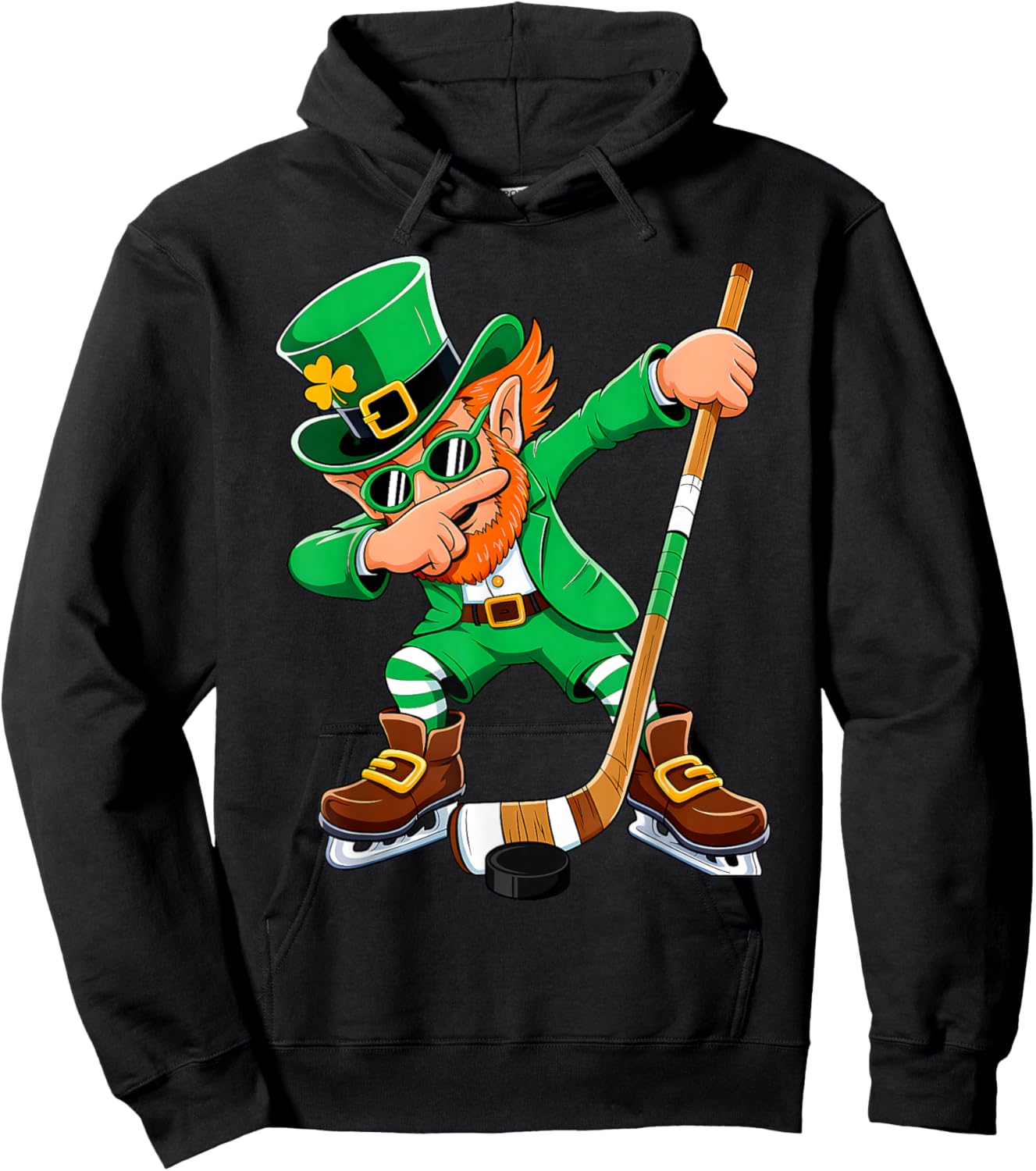 Hockey Irish Shamrock Lucky Clover St Patricks Day Boys Hoodie - Hoodie | Black