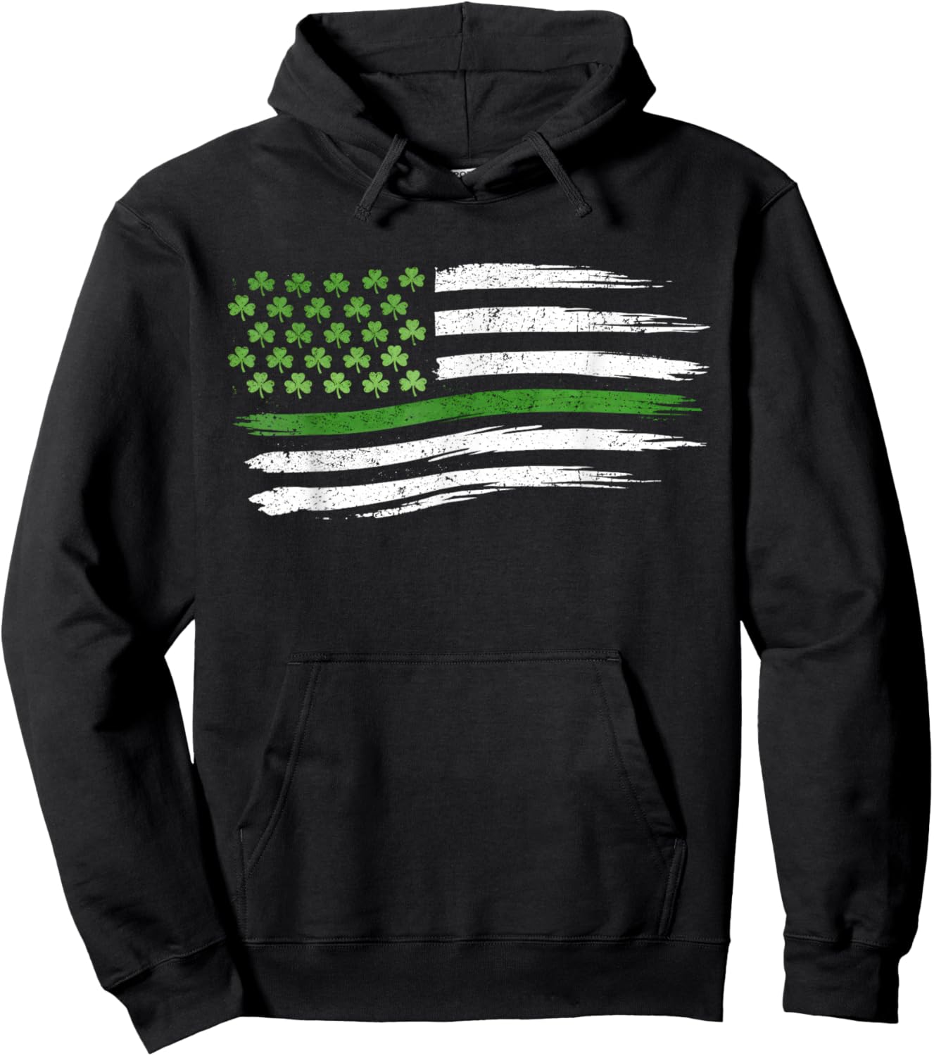 Patriotic Flag with Shamrocks 2026 St. Patrick's Day Hoodie - Hoodie | Black