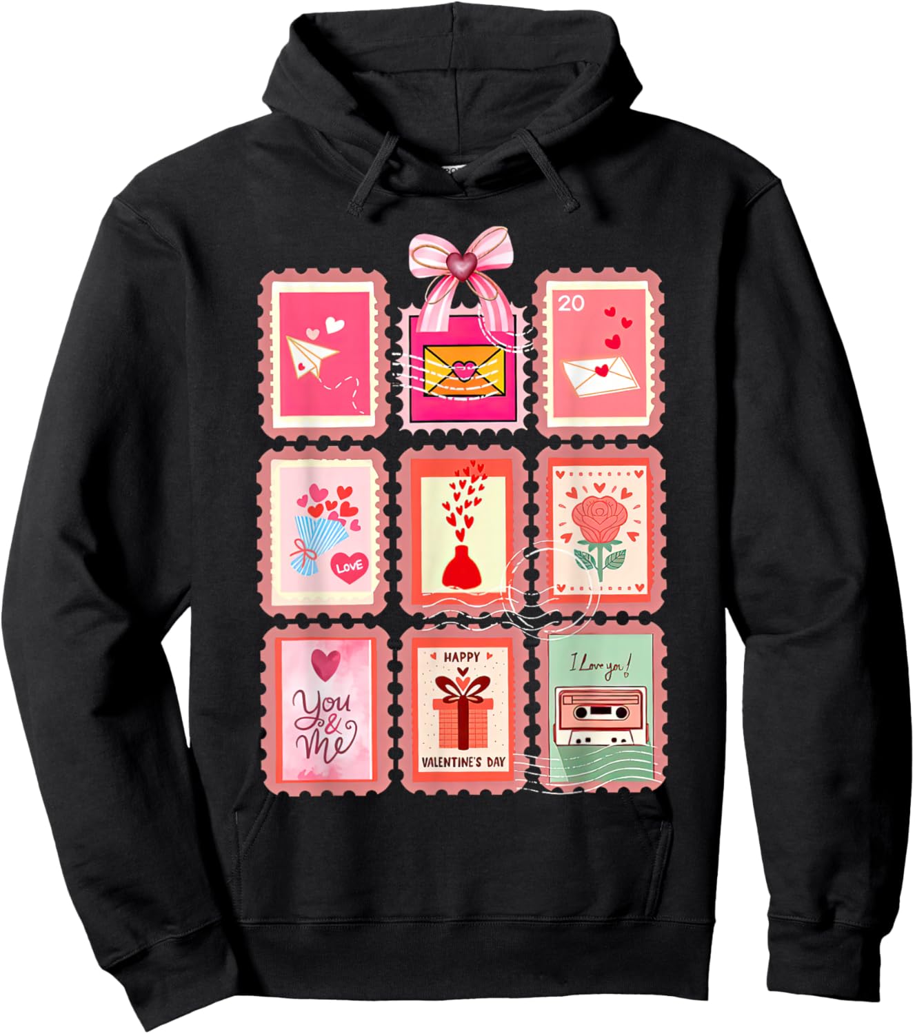 Valentines Stamp Postal Worker Postman Mail Carrier Delivery Hoodie - Hoodie | Black