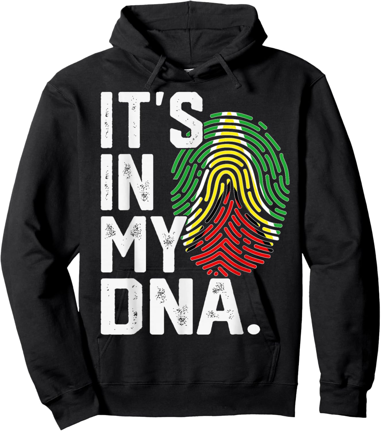 Guyana Roots Flag Fingerprint Graphic Patriotic Hoodie - Hoodie | Black