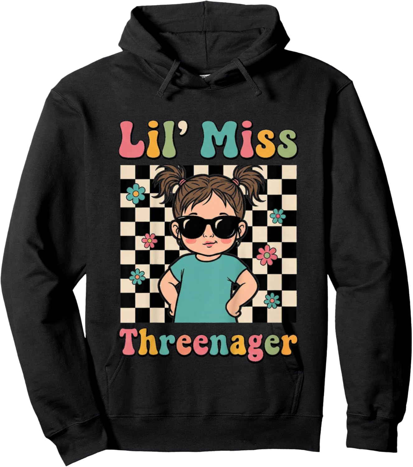 3rd Birthday Girl Sassy Toddler Lil Miss Threenager Hoodie - Hoodie | Black