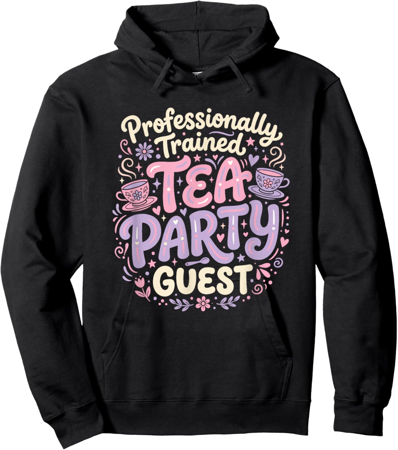 Girl Mom Tea Party Mother of Daughters Hoodie - Hoodie | Black