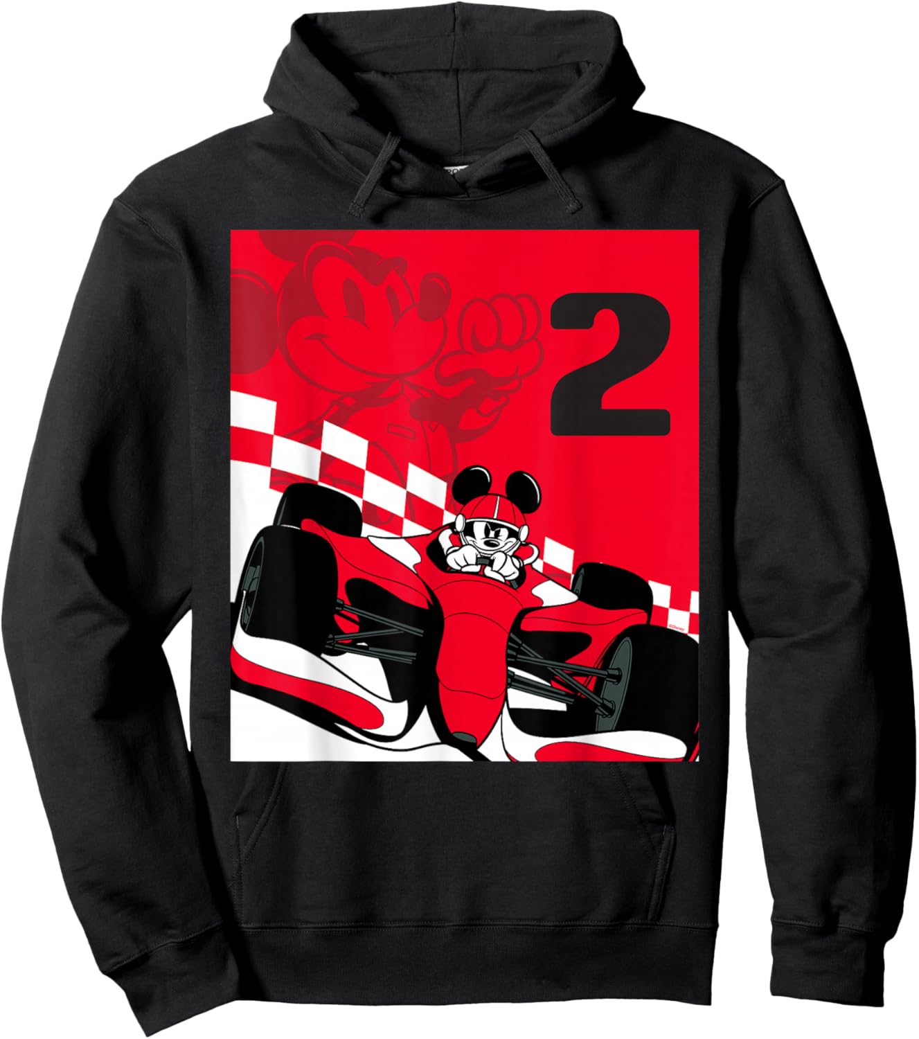 Disney Racing 2nd Birthday 2 Years Old Mickey Mouse Race Car Hoodie - Hoodie | Black