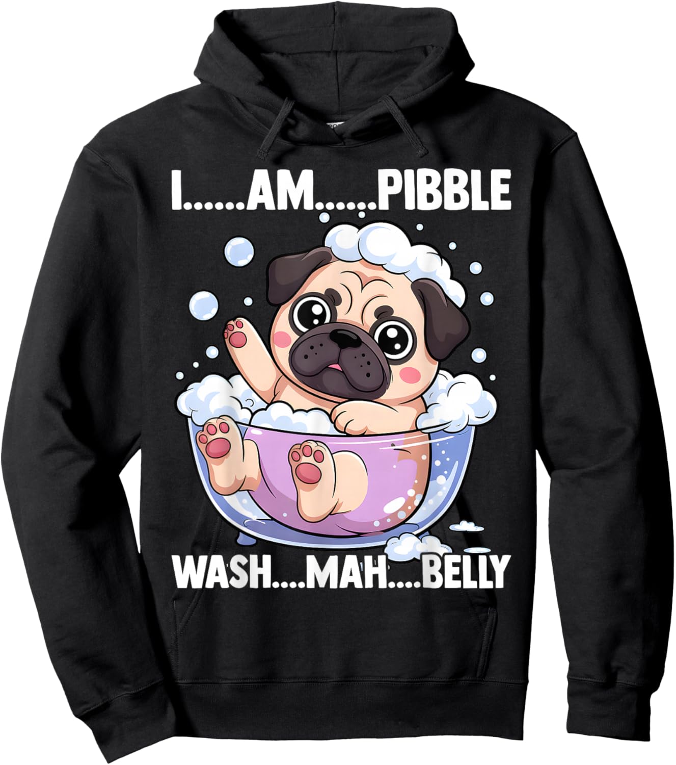 I Am Pibble Wash My Belly Meme Funny Dog Hoodie - Hoodie | Black