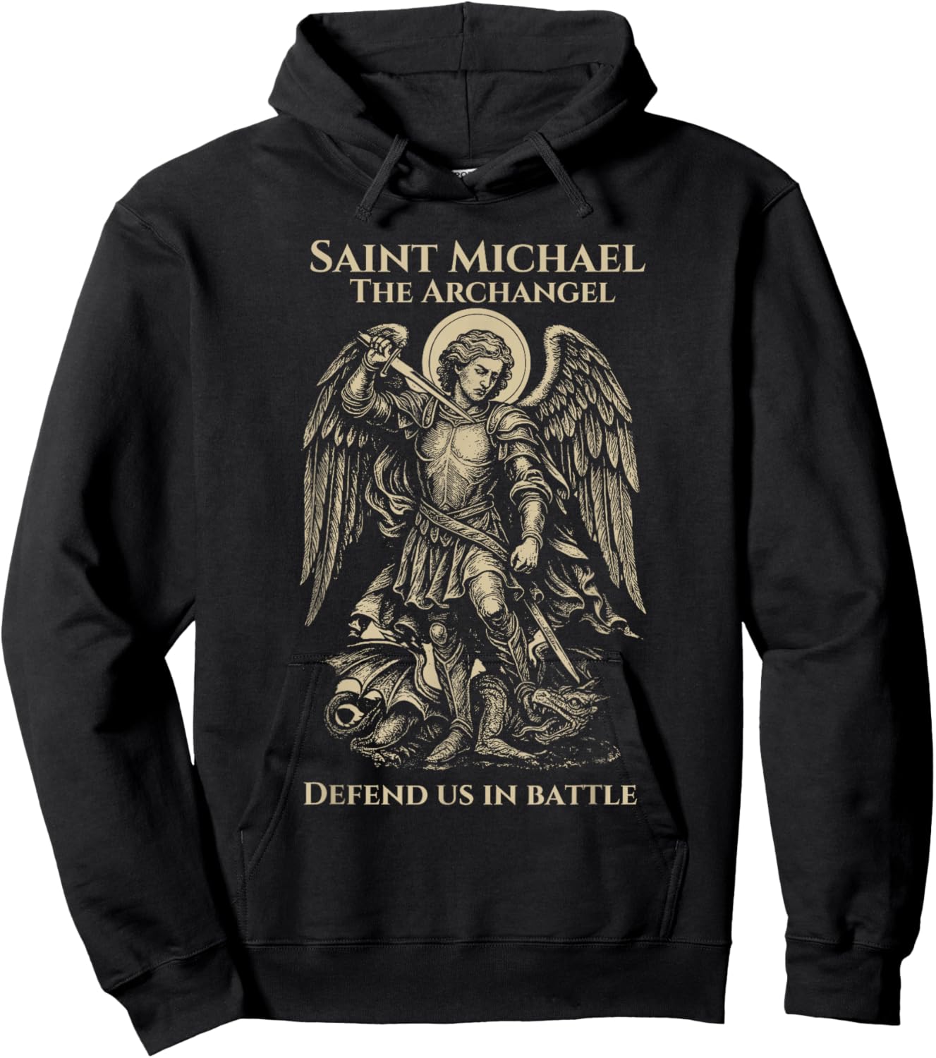 Saint Michael Defend Us in Battle Archangel Christian Hoodie - Hoodie | Black