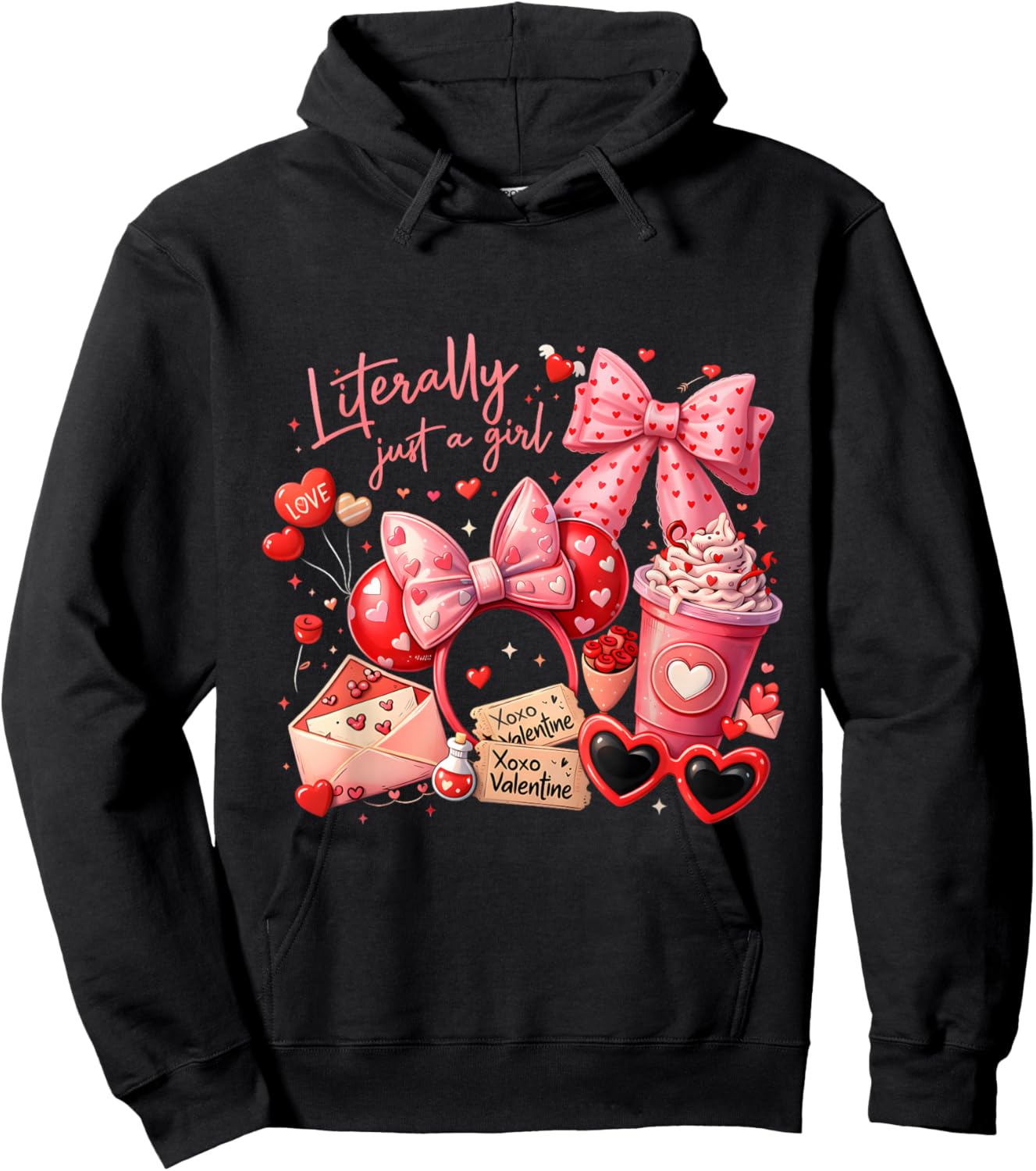 Literally Just a Girl Cute Valentine Aesthetic Gift Hoodie - Hoodie | Black