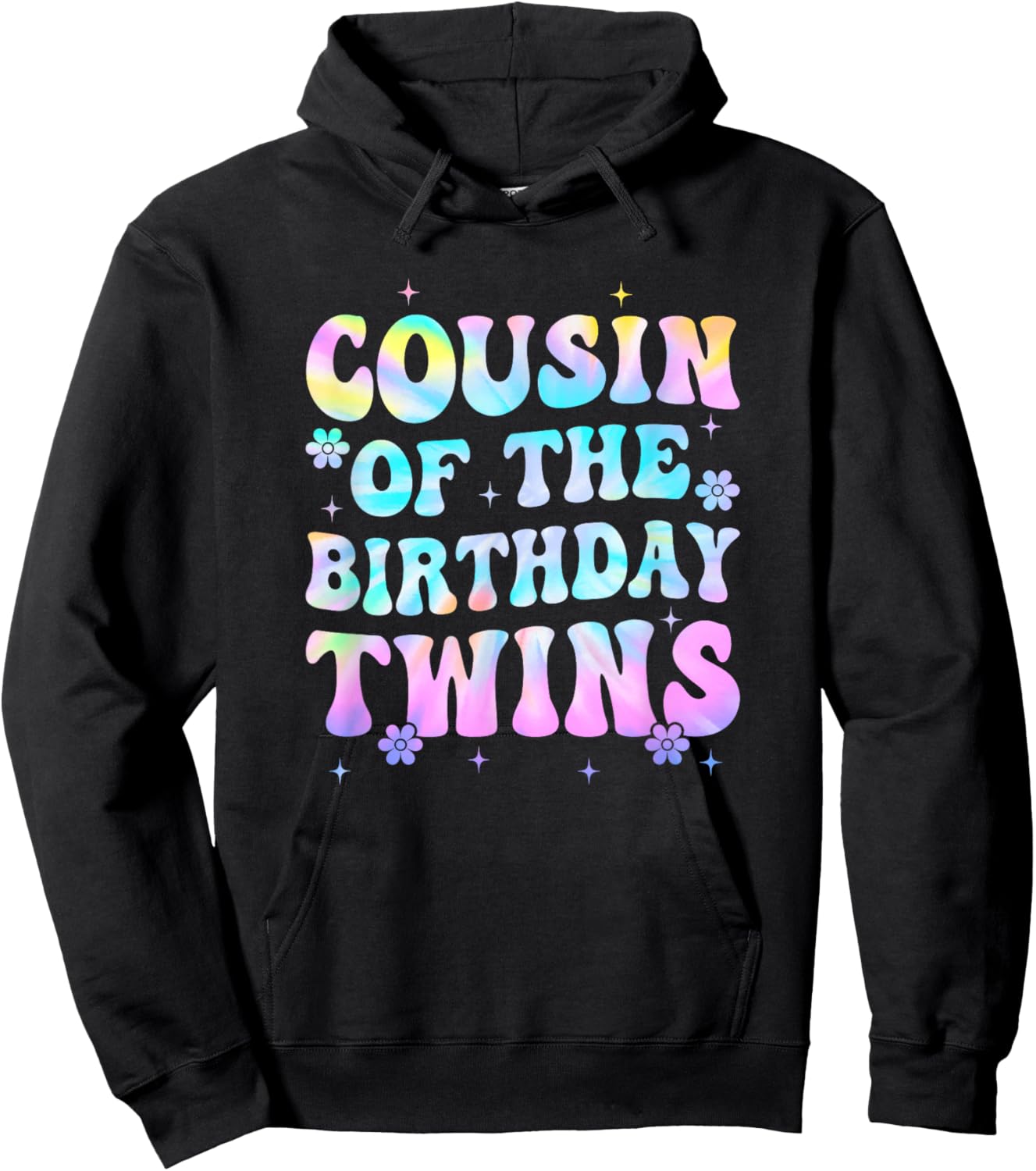 Cousin of The Birthday Twins Girls Kids Party Retro Bday Hoodie - Hoodie | Black
