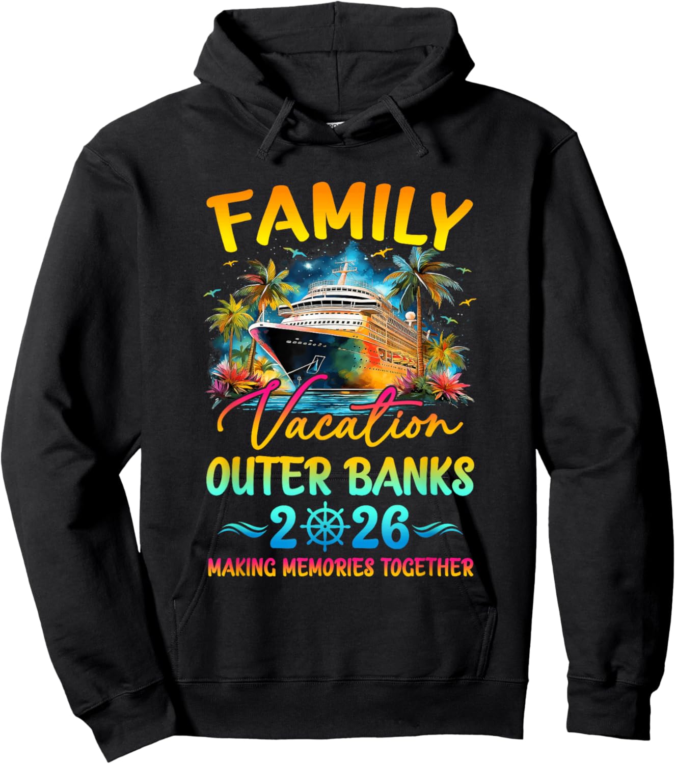 Family Vacation Outer Banks 2026 Matching Group Summer Hoodie - Hoodie | Black