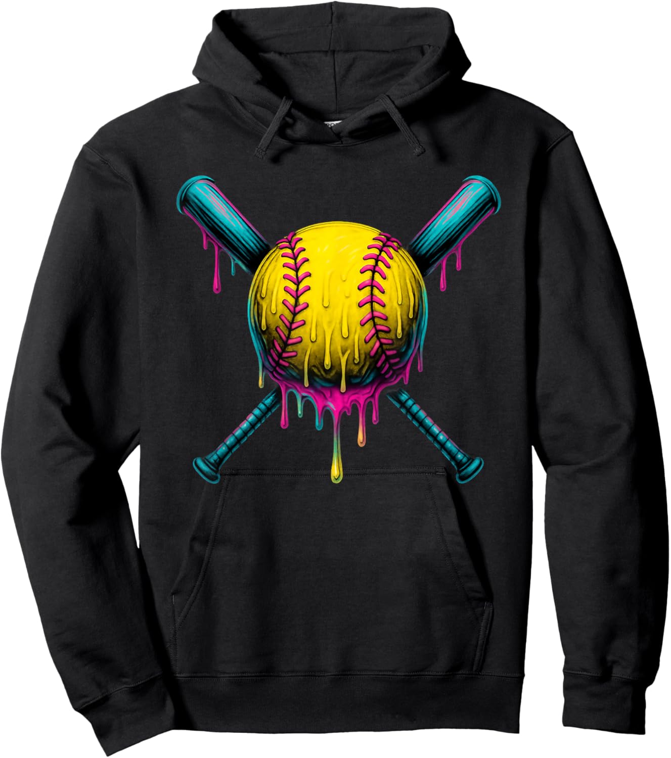 Dripping Softball Ice Cream Drip Girls Softball Players Hoodie - Hoodie | Black