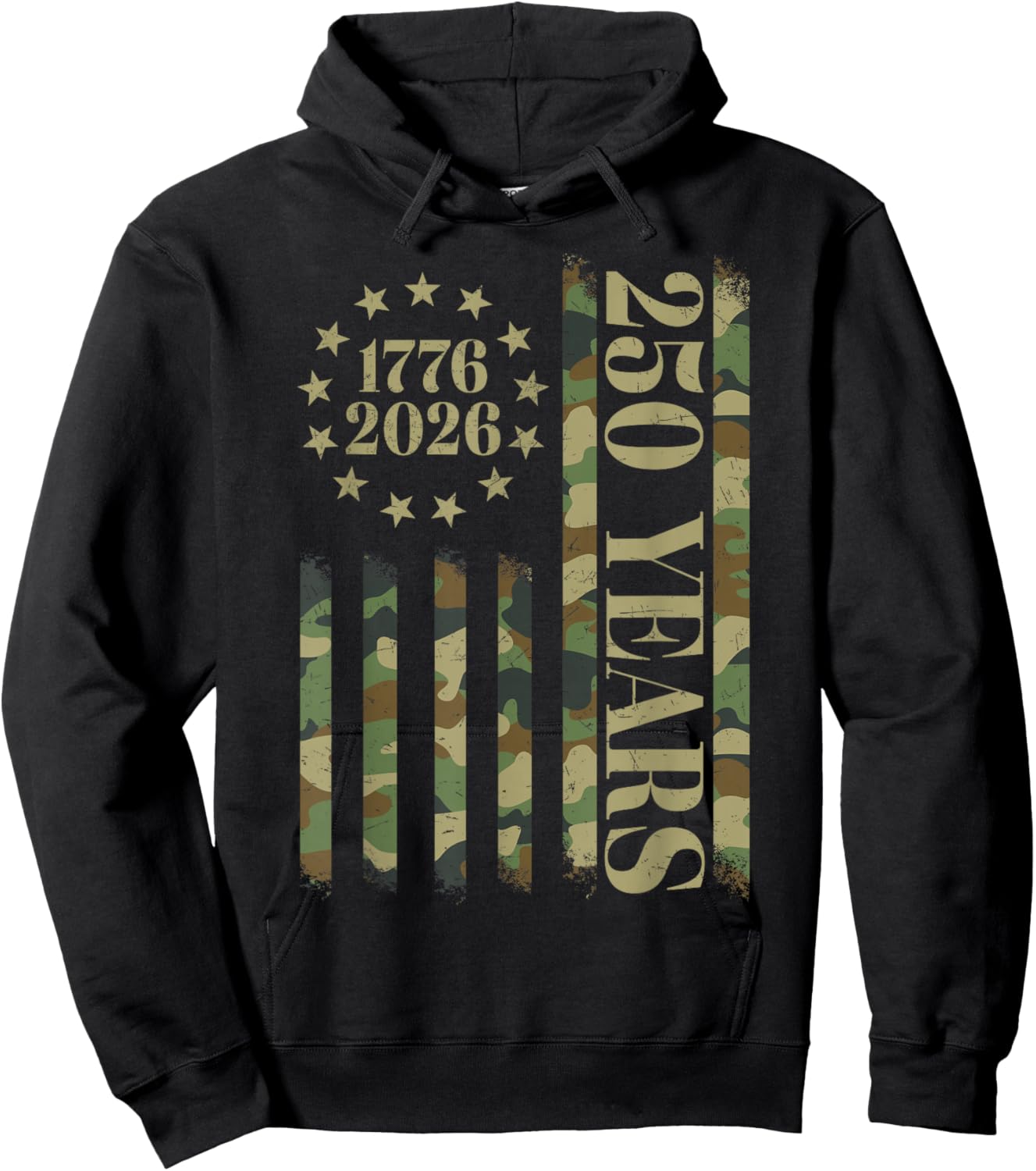250 Years Anniversary 250th Independence Day Camo US Flag Hoodie - Hoodie | Black