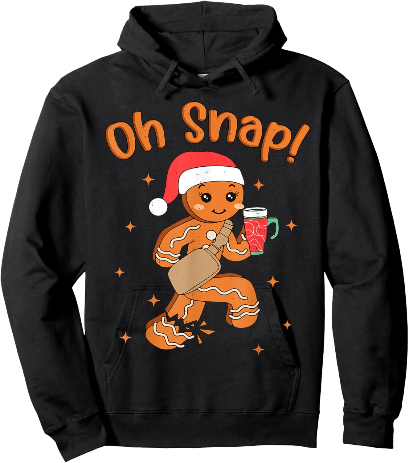 Oh Snap Gingerbread Man Boys Girls Kids Christmas Hoodie - Hoodie | Black