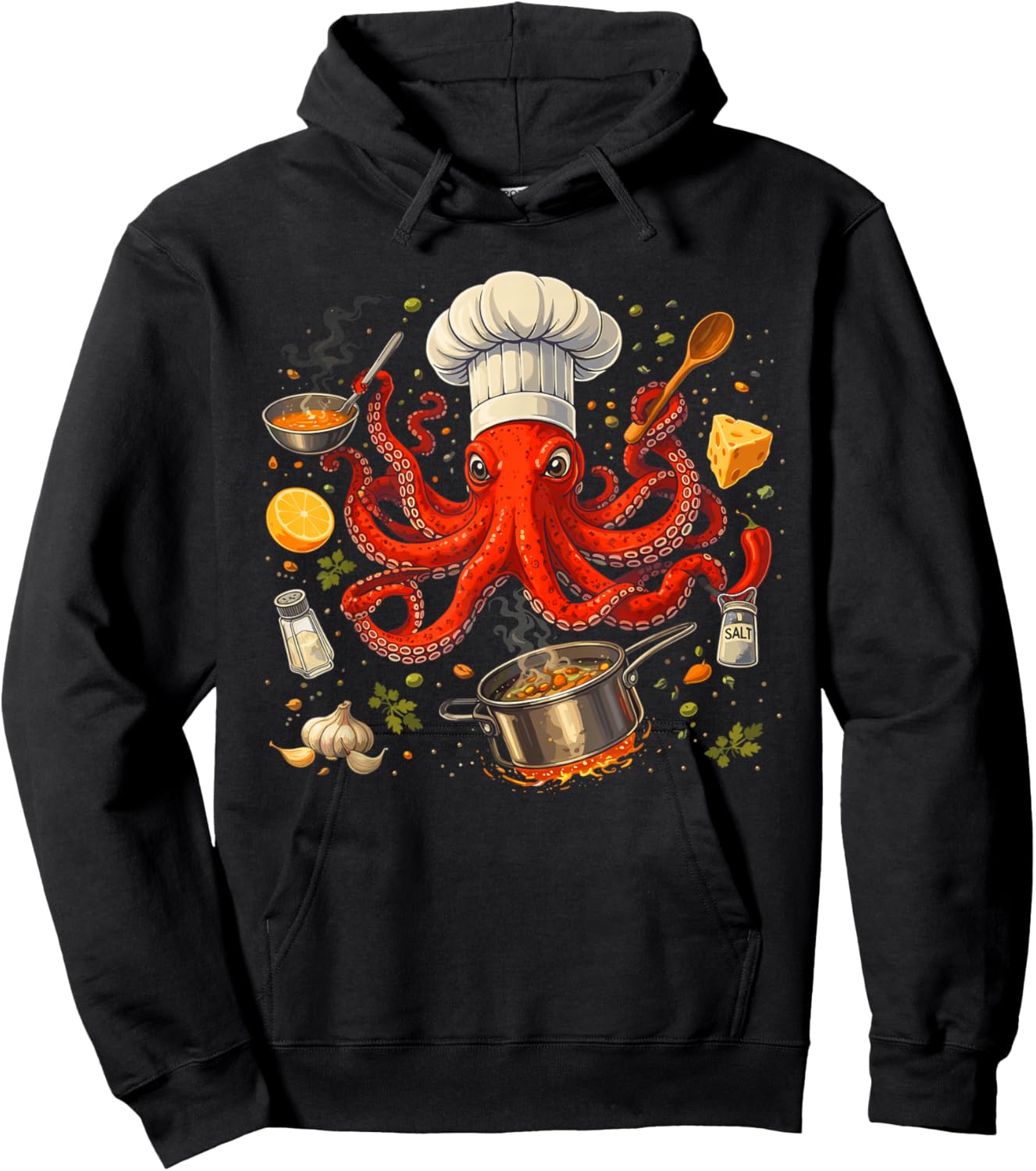 Chef Octopus Funny Cooking Sous Chef Cook Hoodie - Hoodie | Black