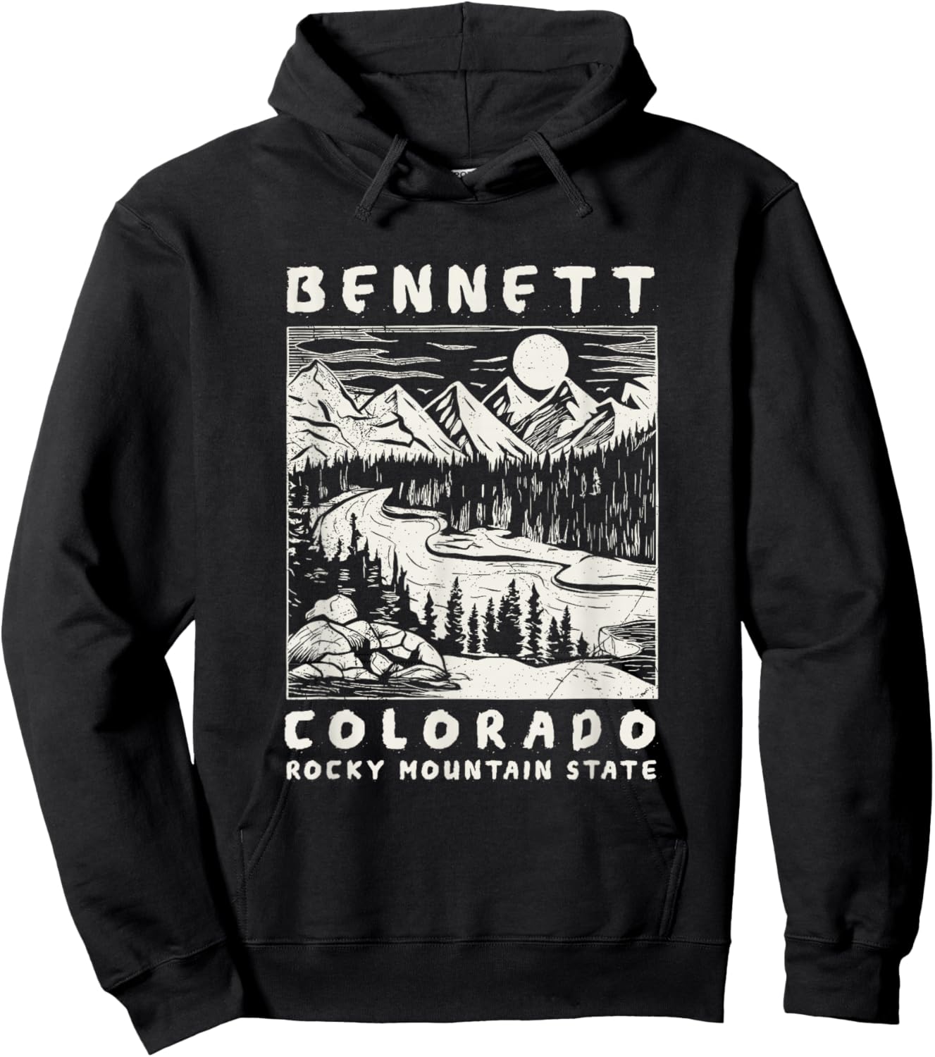 Bennett, Colorado Mountain Wildnerness Nature Design Hoodie - Hoodie | Black
