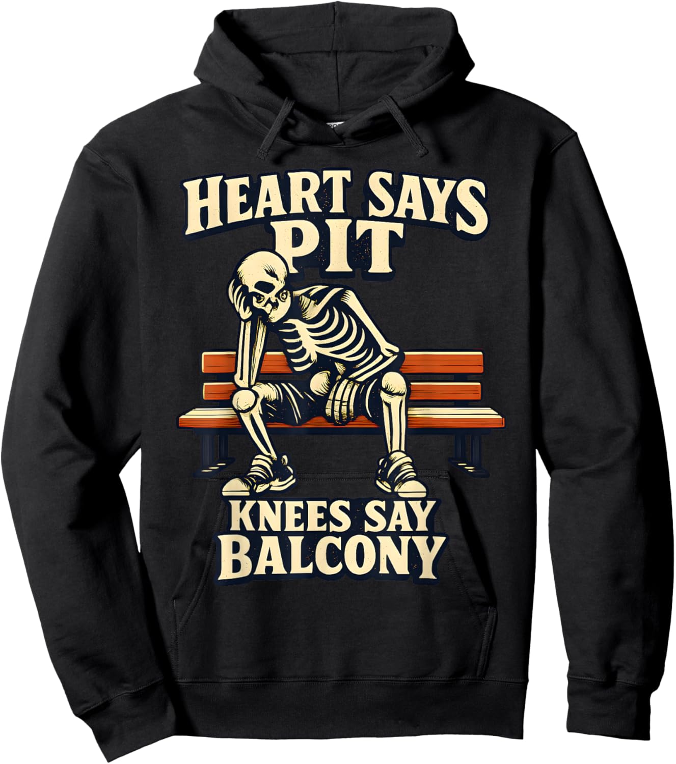 Heart Says Pit Knees Say Balcony Funny Concert Quote Hoodie - Hoodie | Black