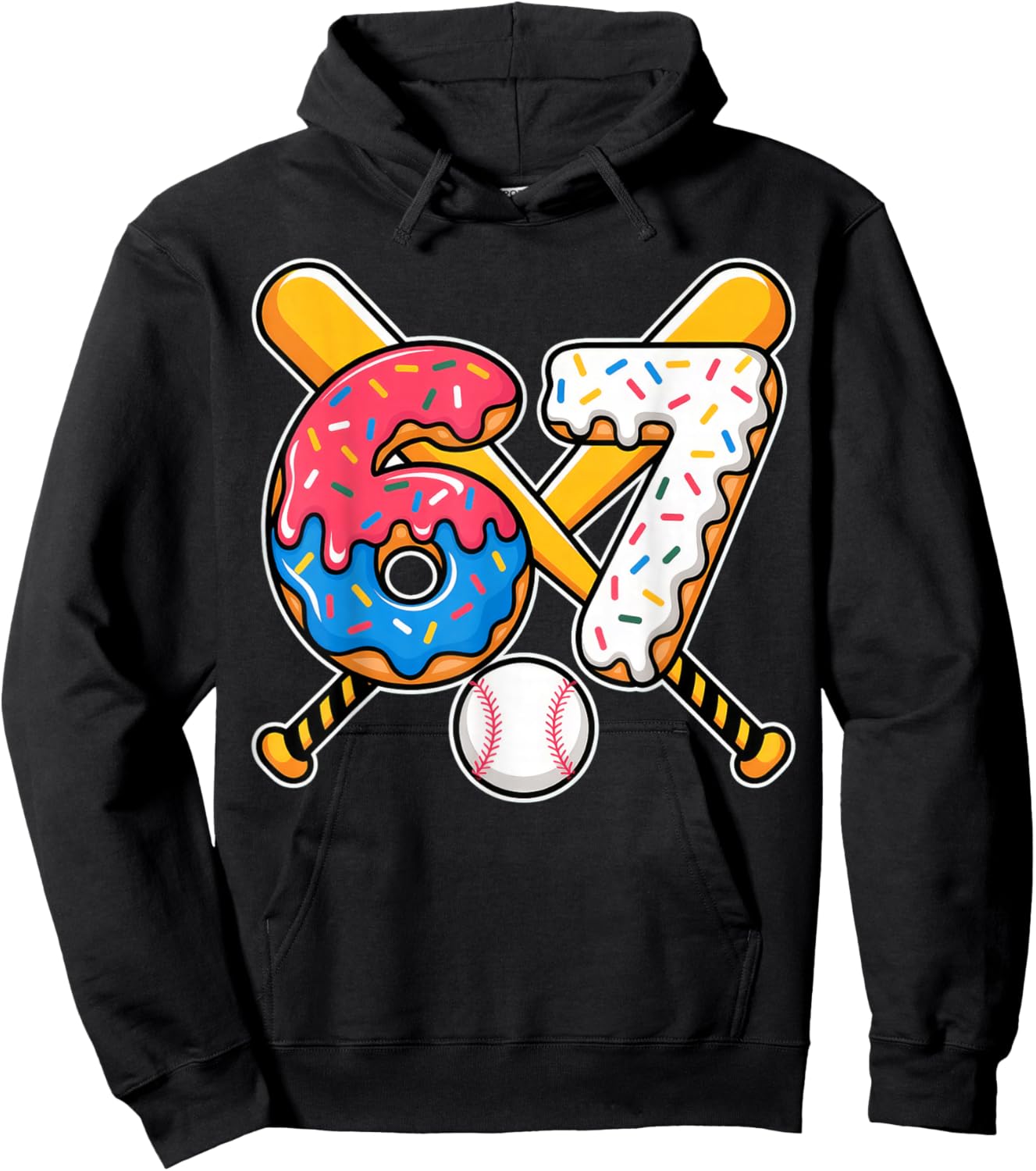 Baseball Drip Number 67 Player 67th Birthday Meme Hoodie - Hoodie | Black