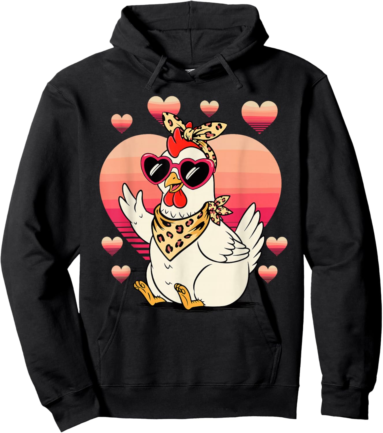 Chicken Sunglasses Valentines Day Chickens Hoodie - Hoodie | Black