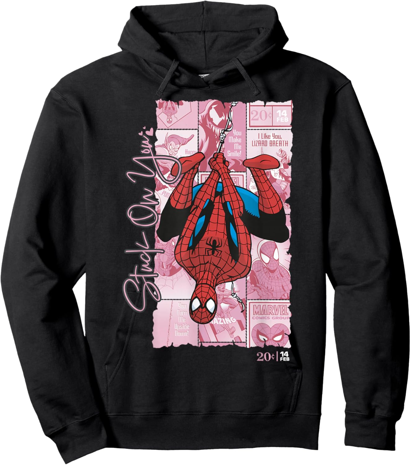 Marvel Comics Spider-Man Stuck On You Valentine Hoodie - Hoodie | Black