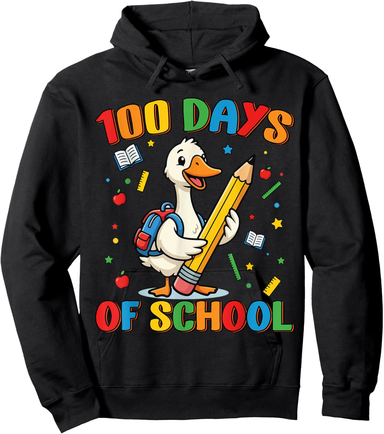 100 Days of School Duck Lover Boys Girls 100th Day School Hoodie - Hoodie | Black