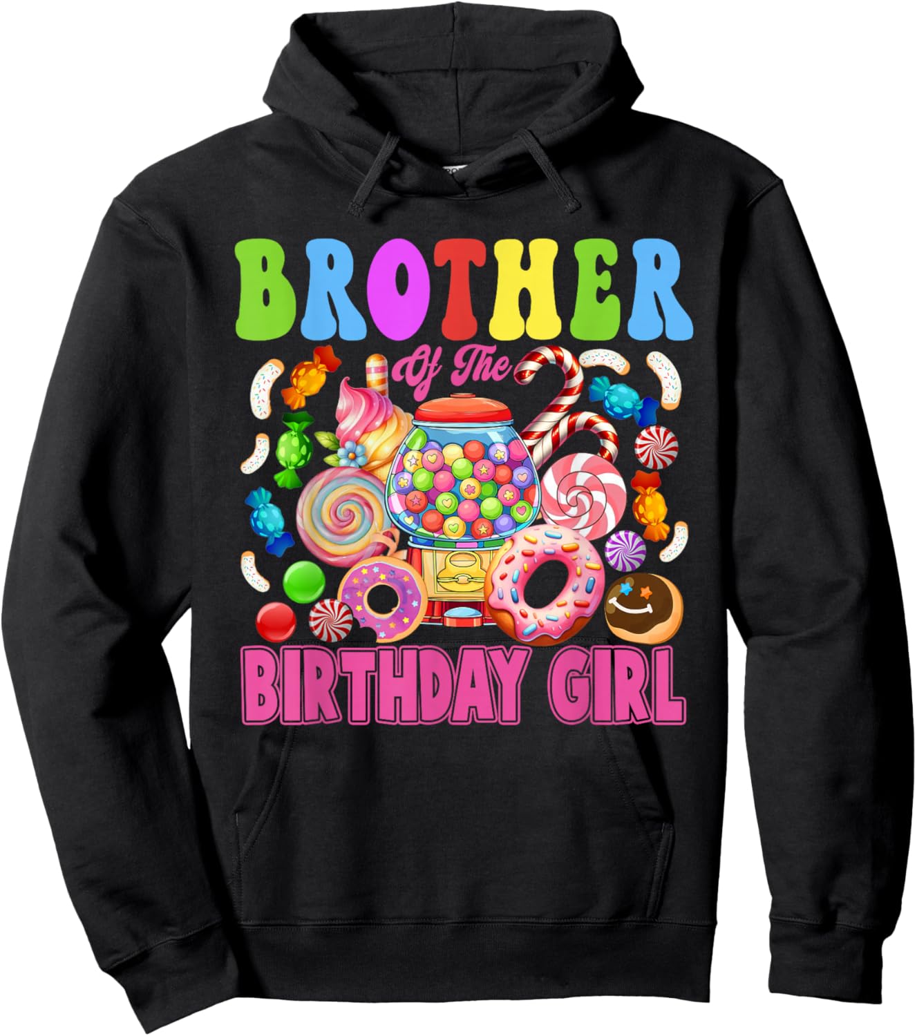 Brother of The Birthday Girl Candyland Matching Family Hoodie - Hoodie | Black