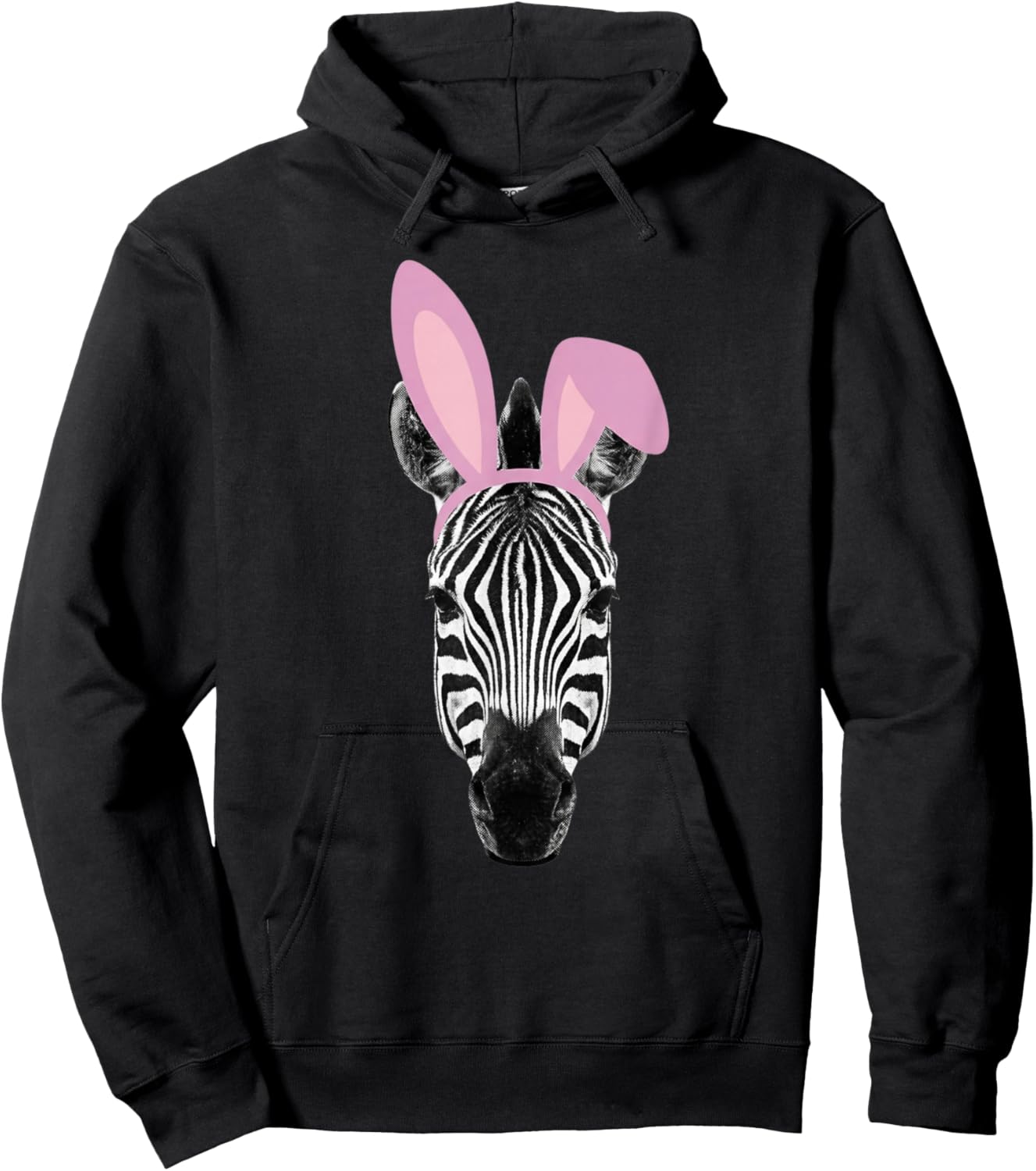 Woman Man Funny Easter Vintage Zebra Bunny Design Ears Hoodie - Hoodie | Black