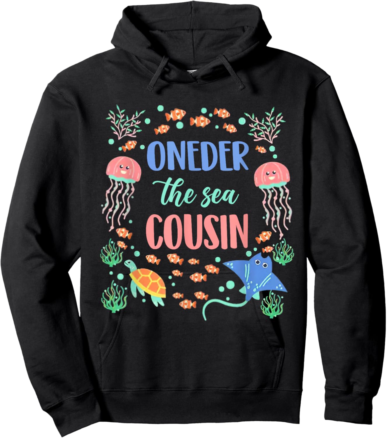 OneDer The Sea Cousin 1st Birthday Party Family Matching Hoodie - Hoodie | Black