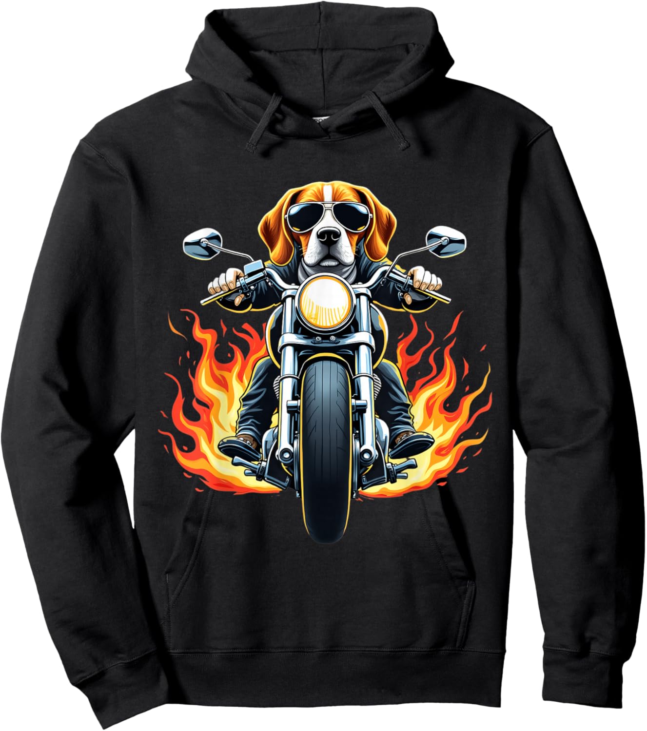 Funny Beagle Dog Riding a Motorcycle Design Beagle Lovers Hoodie - Hoodie | Black