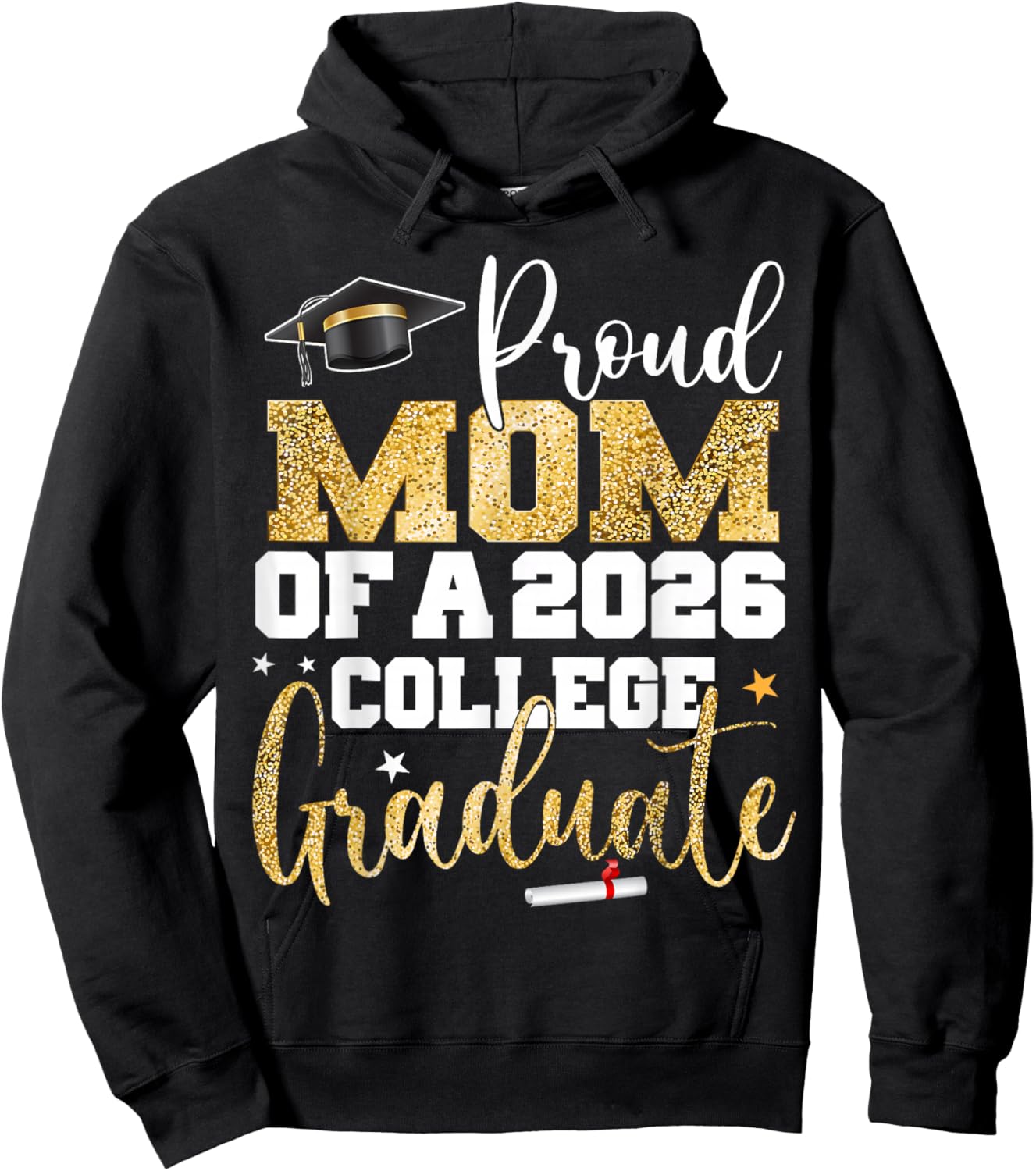 Proud Mom of 2026 Graduate College Graduation Party Hoodie - Hoodie | Black