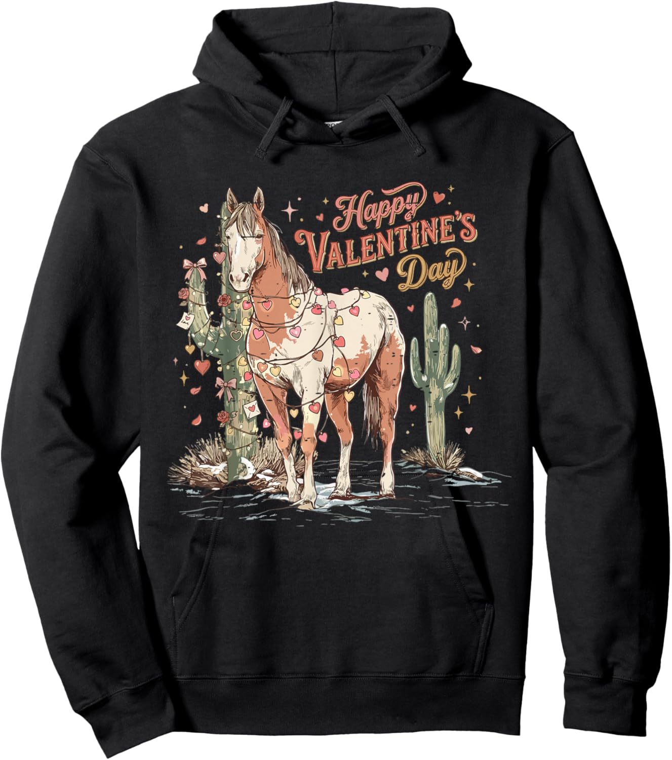 Funny Cowboy Cowgirl Western Valentine Horse Lover Howdy Hoodie - Hoodie | Black