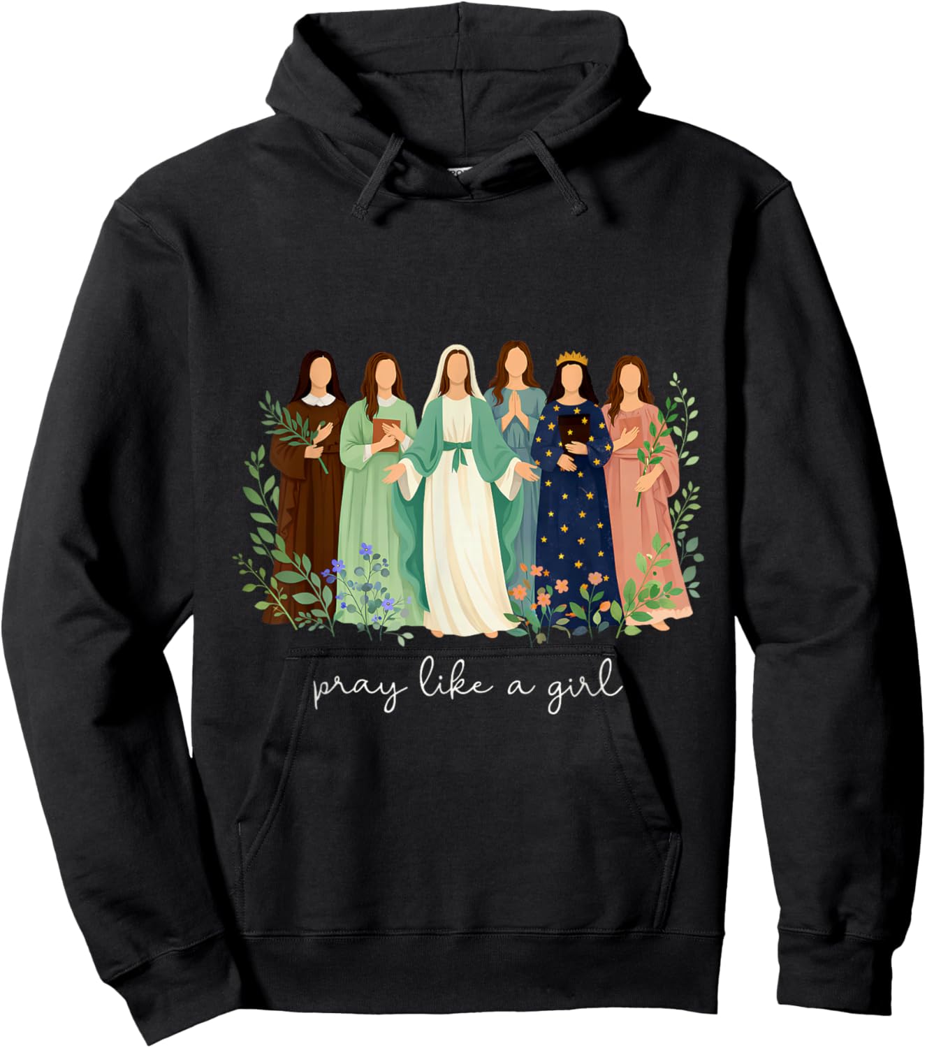 Pray Like A Girl Catholic Christian Faith Based Men Women Hoodie - Hoodie | Black