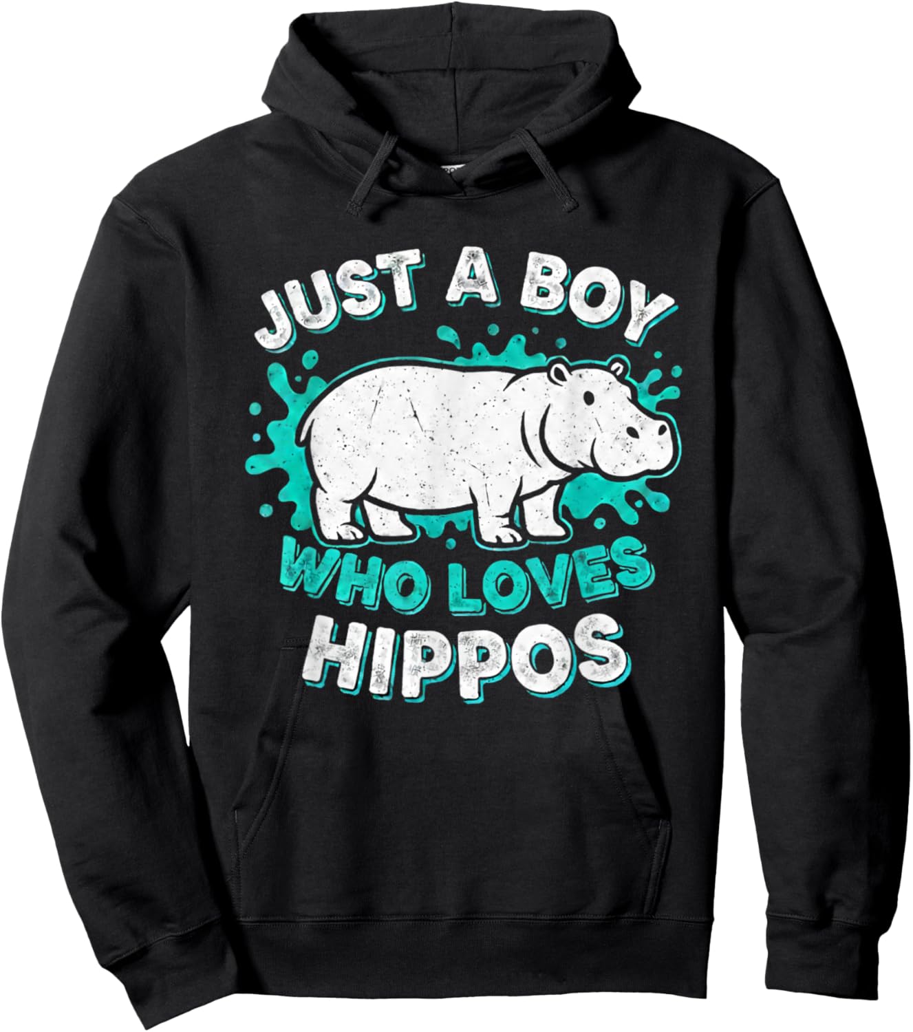 Kids Hippo Hippopotamus Just A Boy Who Loves Hippos Hoodie - Hoodie | Black