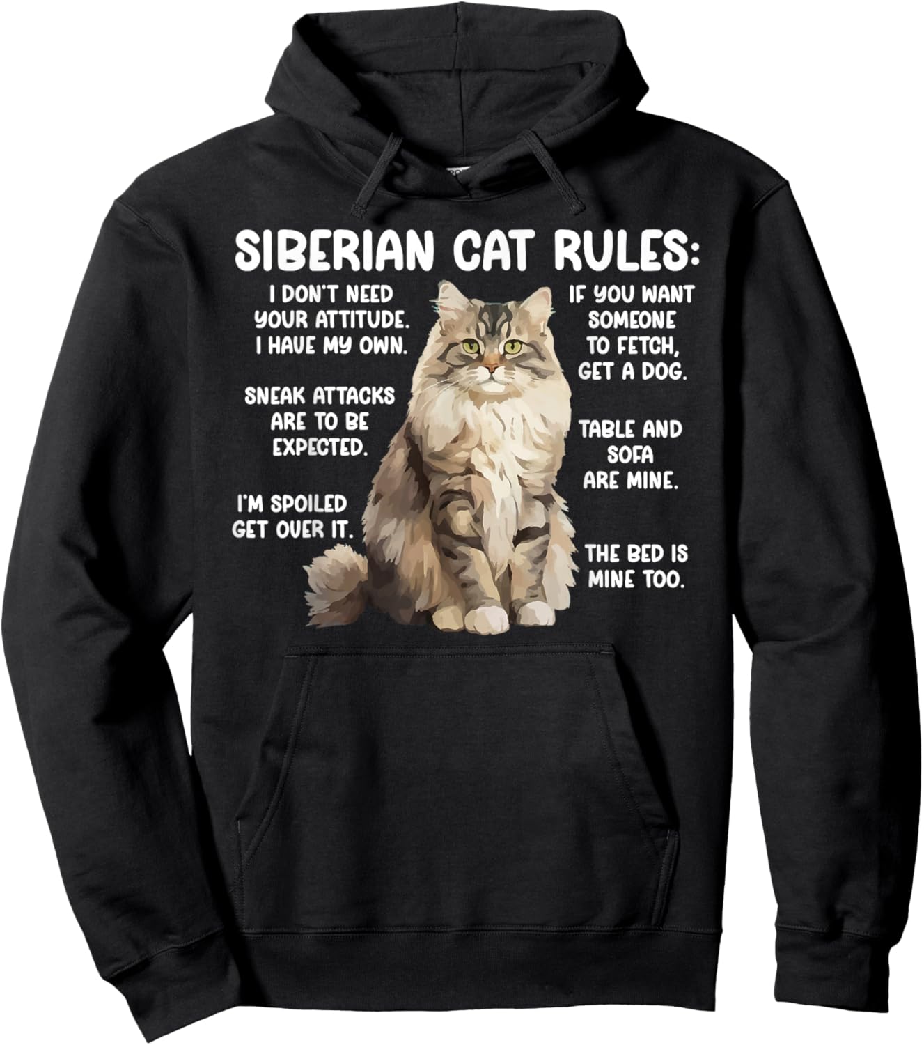 Siberian Cat Rules Siberian Cat Owner Siberian Cat Lover Hoodie - Hoodie | Black