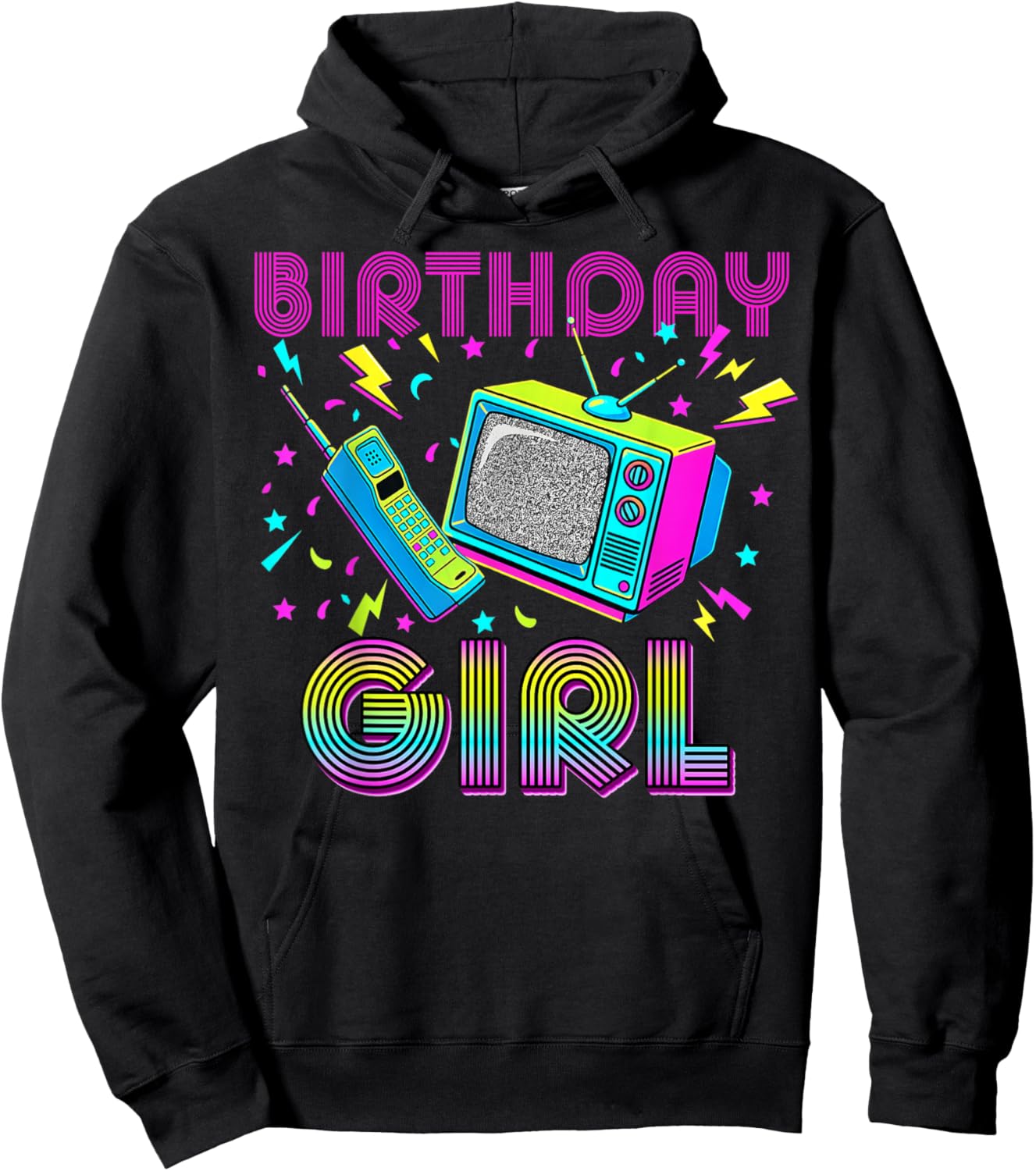 Birthday Girl 80s 90s Costume 1980s Bday Outfit Women Hoodie - Hoodie | Black