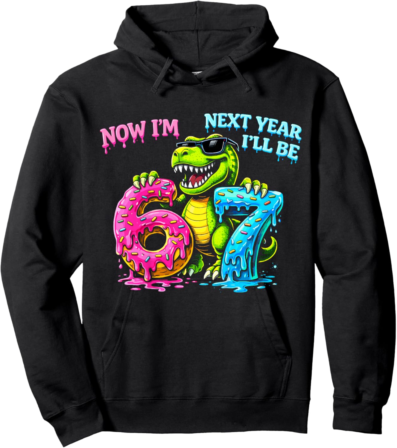 6 Year Old Birthday Boys Kids Now I'm 6 Next Year I'll be 7 Hoodie - Hoodie | Black