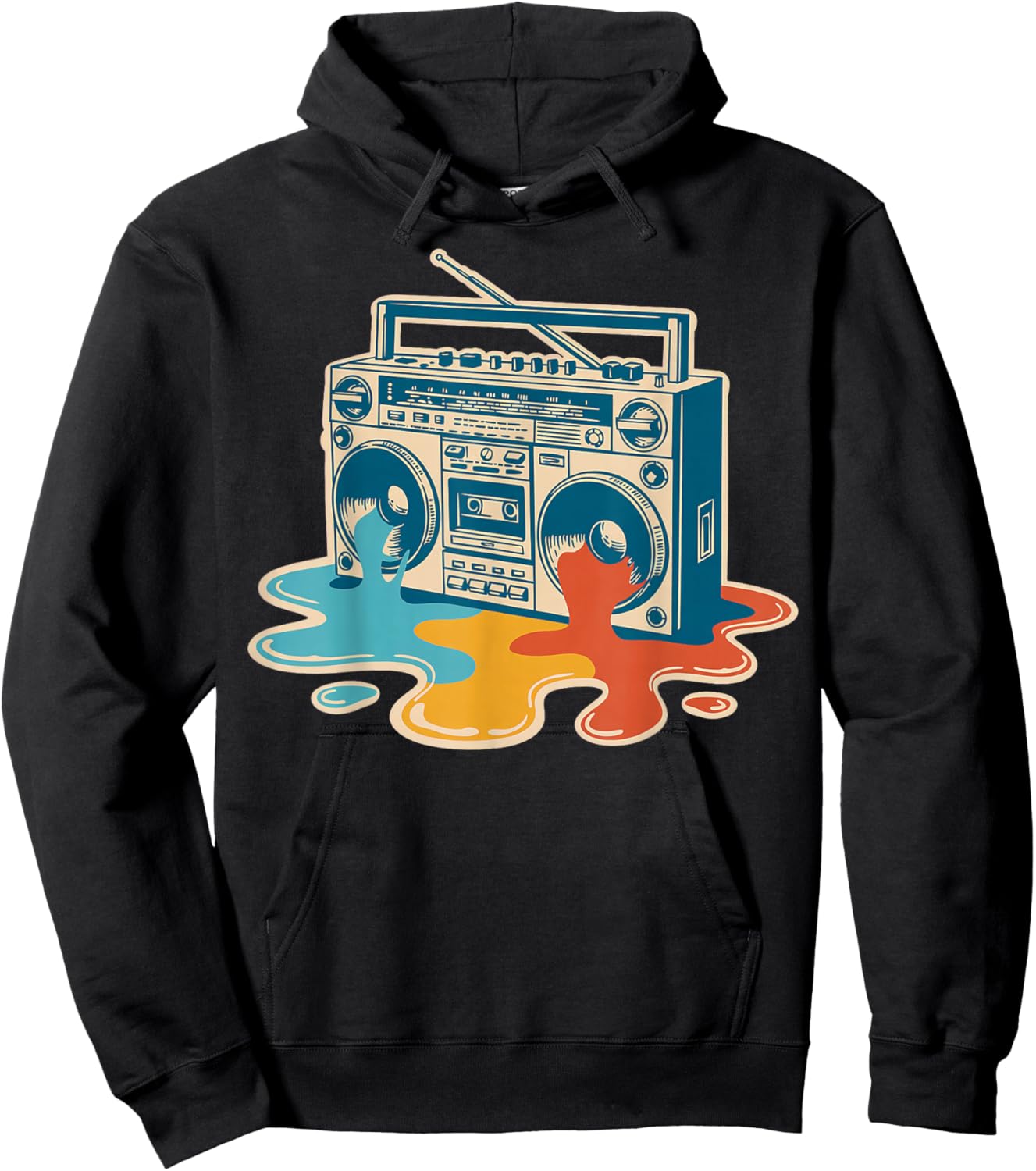 Retro Melting Boombox Vintage Music Gifts 80s 90s Old School Hoodie - Hoodie | Black