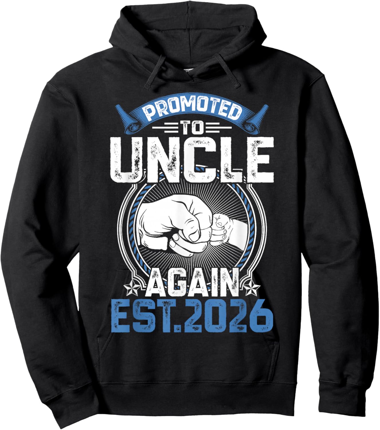 Retro Promoted to Uncle 2026 Again Soon to Be Uncle Father Hoodie - Hoodie | Black