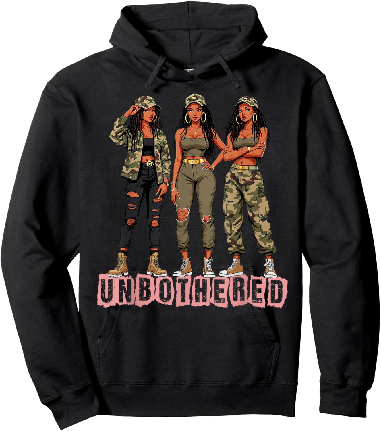 Melanin Unbothered Black Woman Locs Camo Black History Month Hoodie - Hoodie | Black