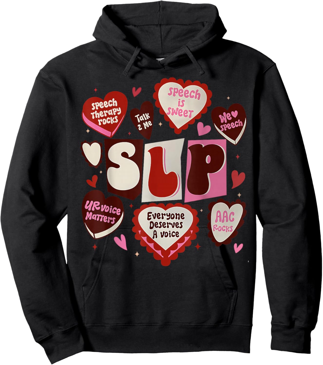 Speech Language Pathologist Valentines Day SLP Therapy Hoodie - Hoodie | Black