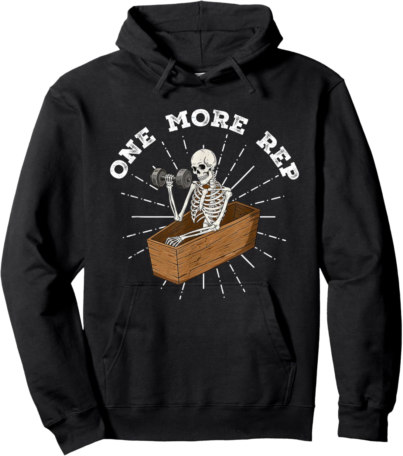 One More Rep Skeleton Weightlifting Workout Motivation Hoodie - Hoodie | Black