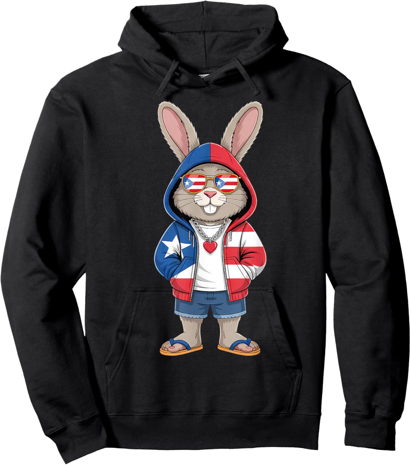 Puerto Rico Rabbit Puerto Rican Flag Bunny Hoodie - Hoodie | Black