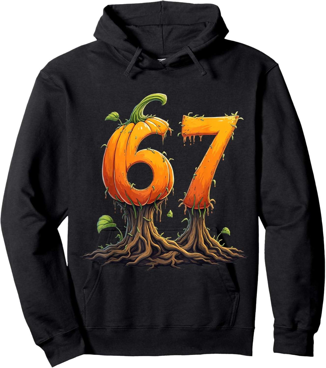 67 Halloween Brainrot Meme 6 7 Numbers Six Seven Pumpkin Hoodie - Hoodie | Black