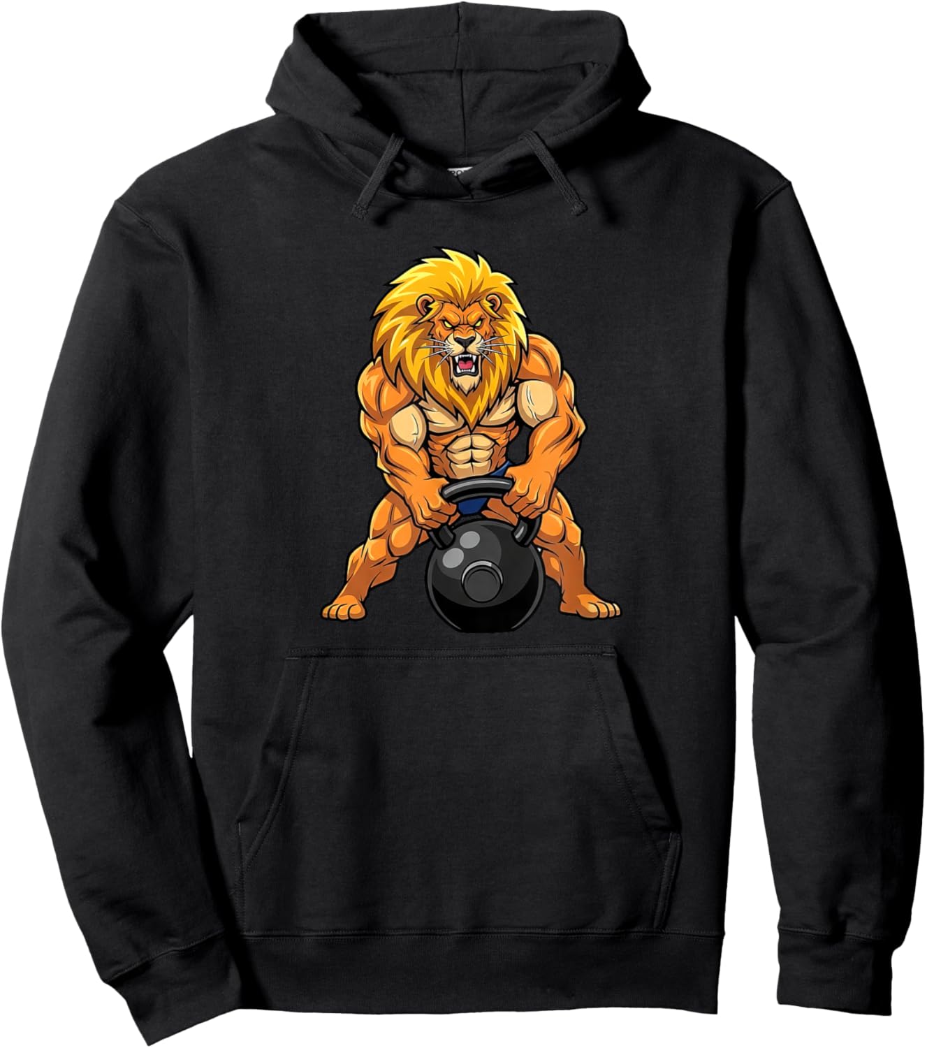 Lion Gym King Kettlebell Workout Fitness Design Hoodie - Hoodie | Black